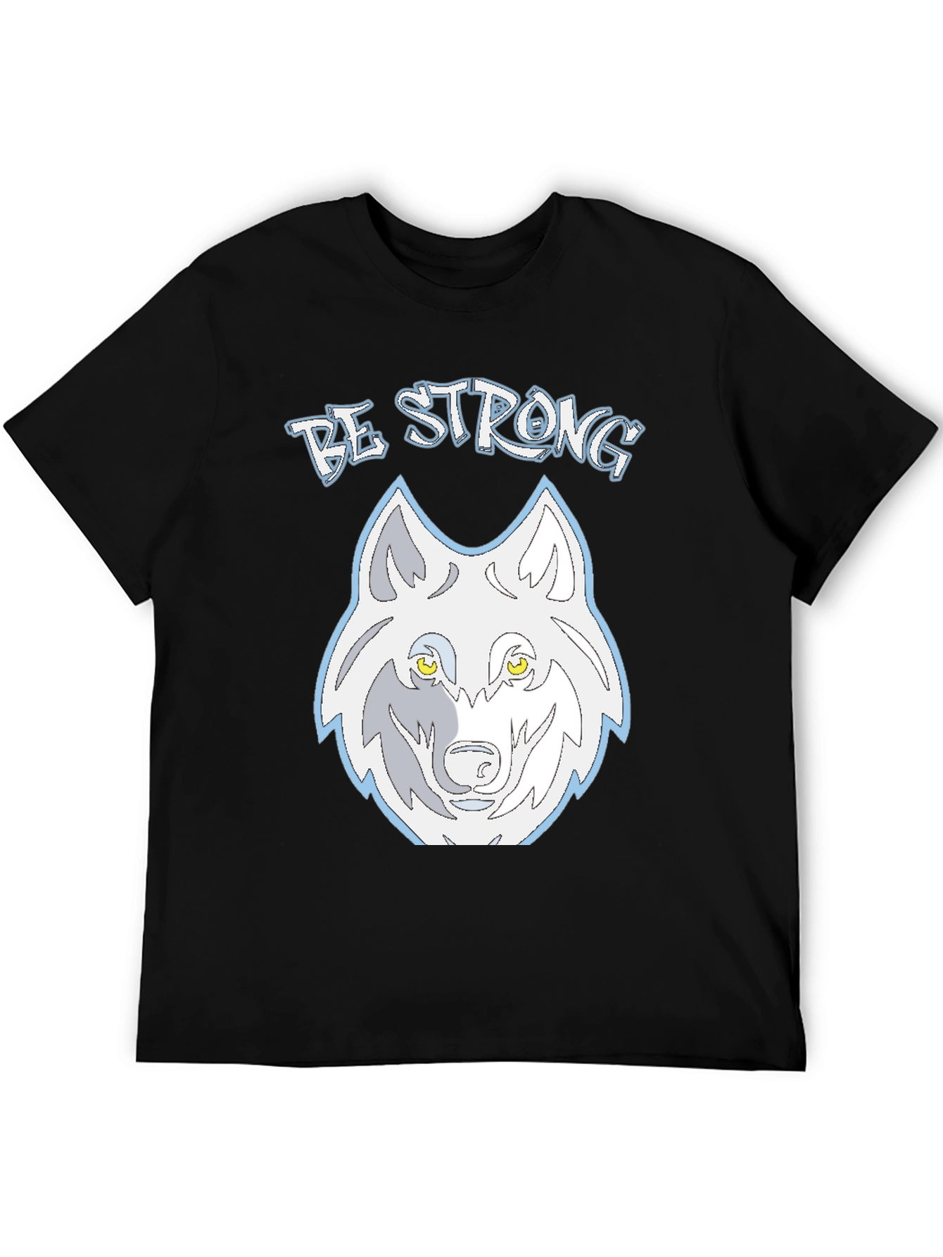 Be Strong Wolf Graphic Tee - Mens Black T-Shirt