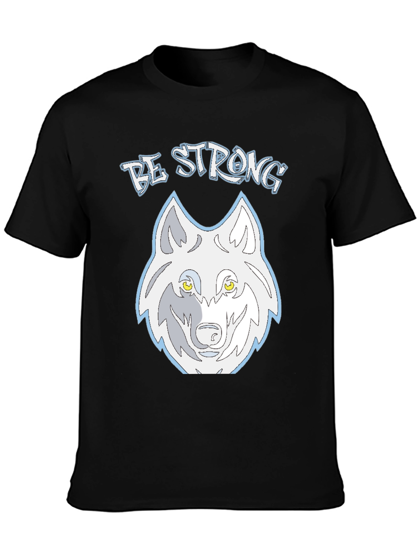 Be Strong Wolf Graphic Tee - Mens Black T-Shirt