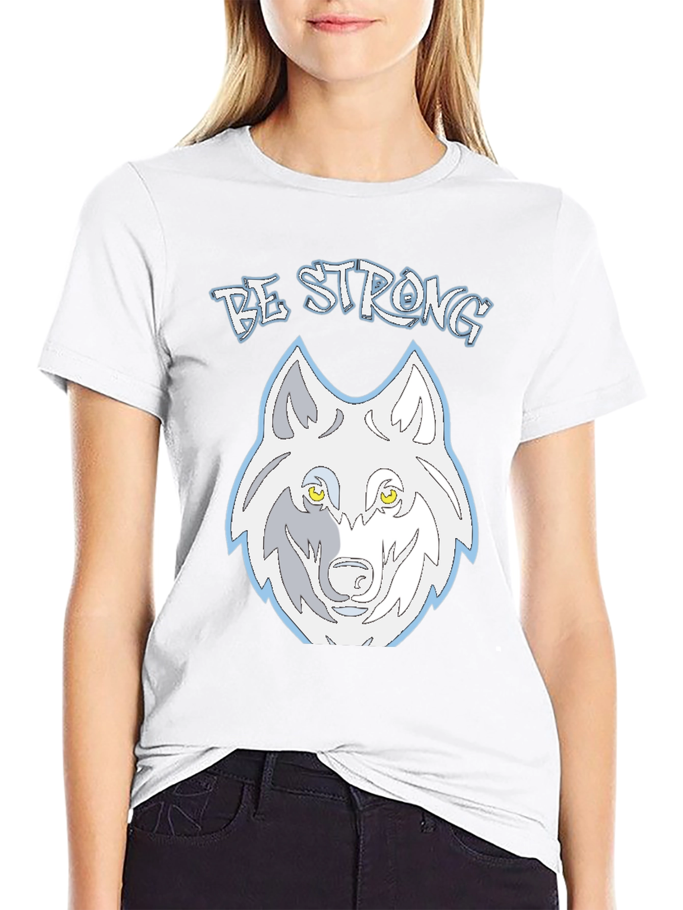 Be Strong Wolf Graphic Tee - Mens Black T-Shirt