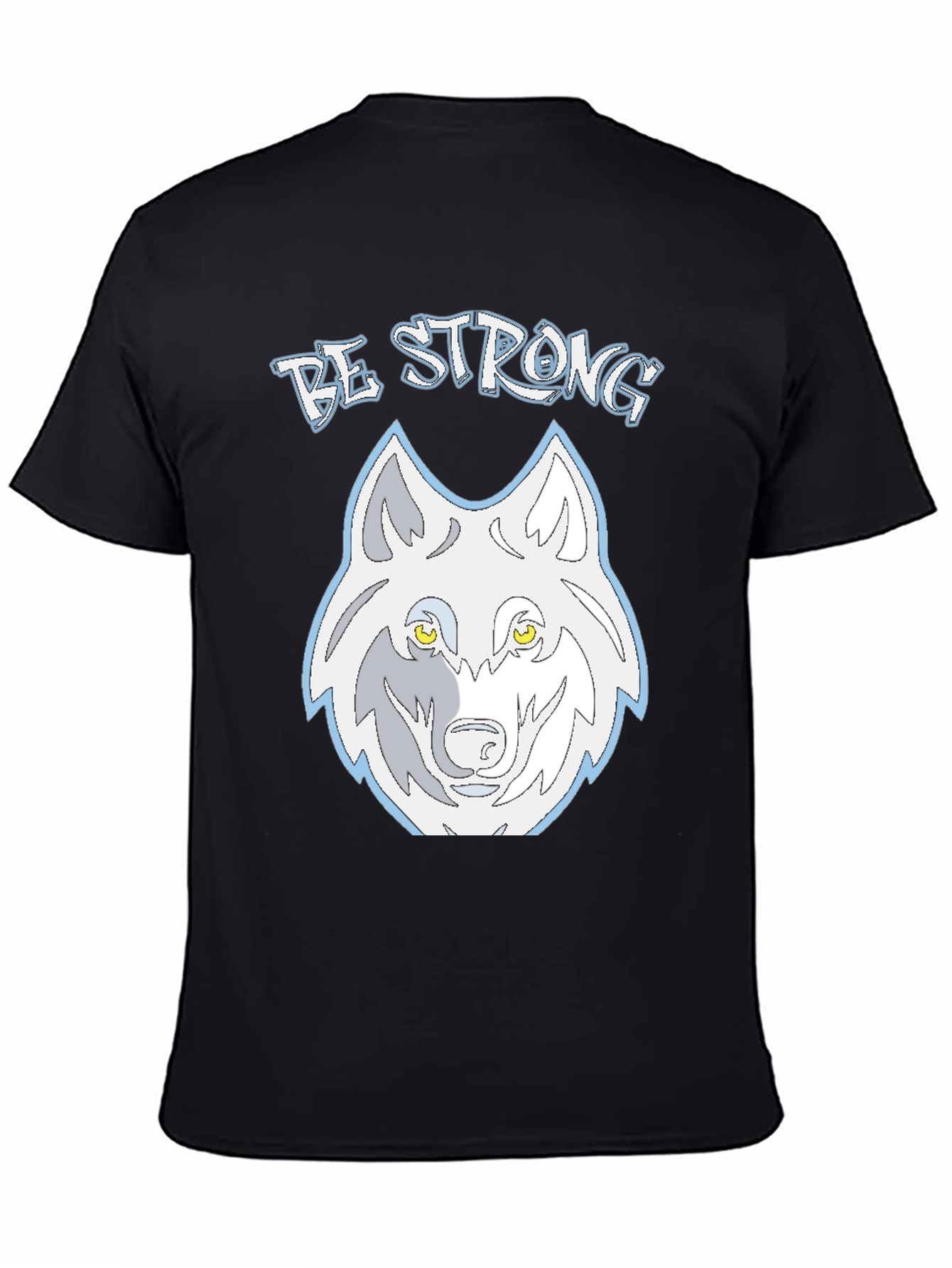 Be Strong Wolf Graphic Tee - Mens Black T-Shirt