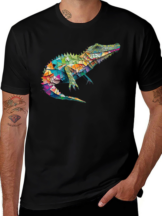 Geometric Alligator Graphic Tee - Modern Style