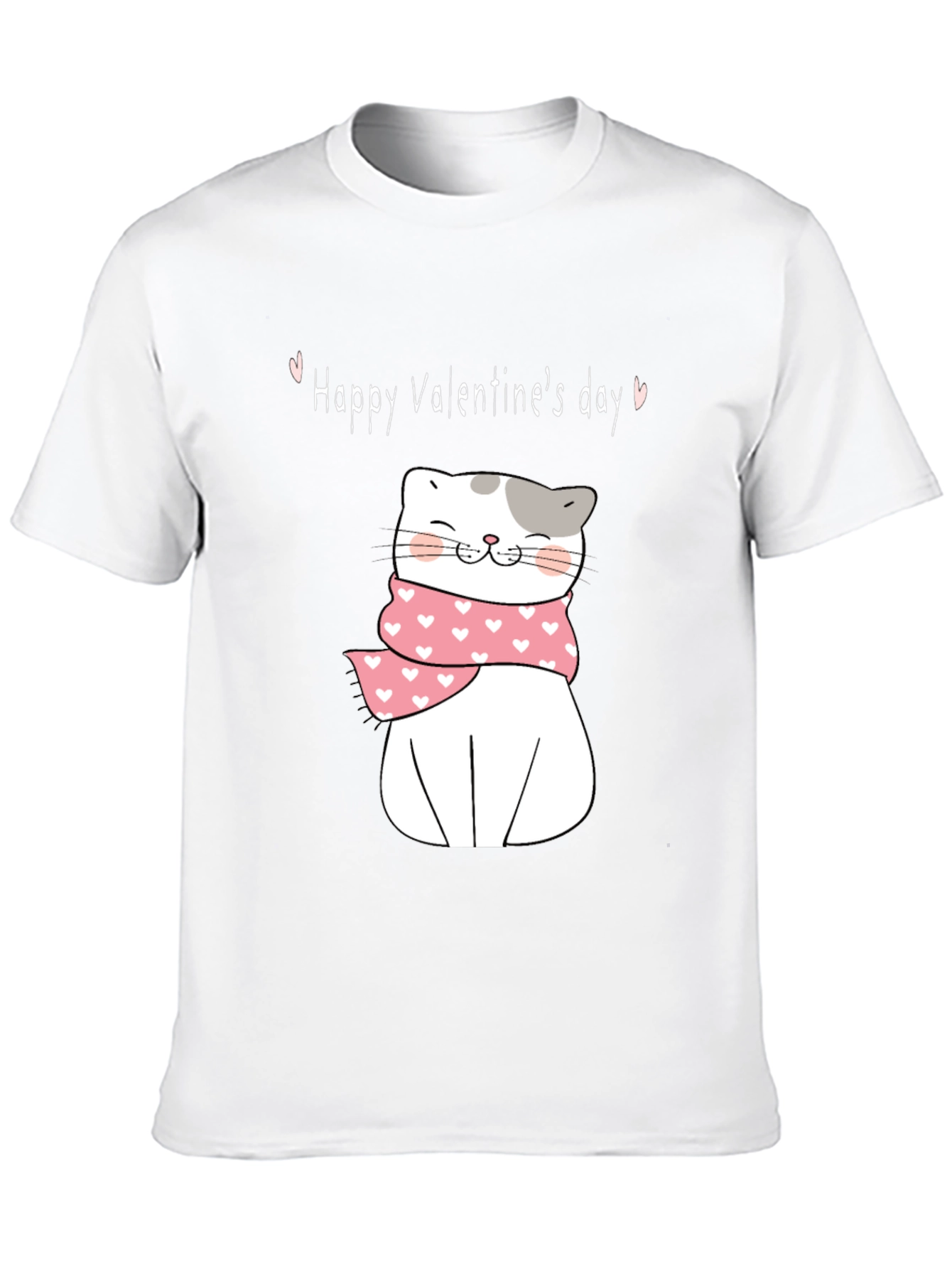 Valentines Day Cat T-Shirt - Cute Kitten with Scarf