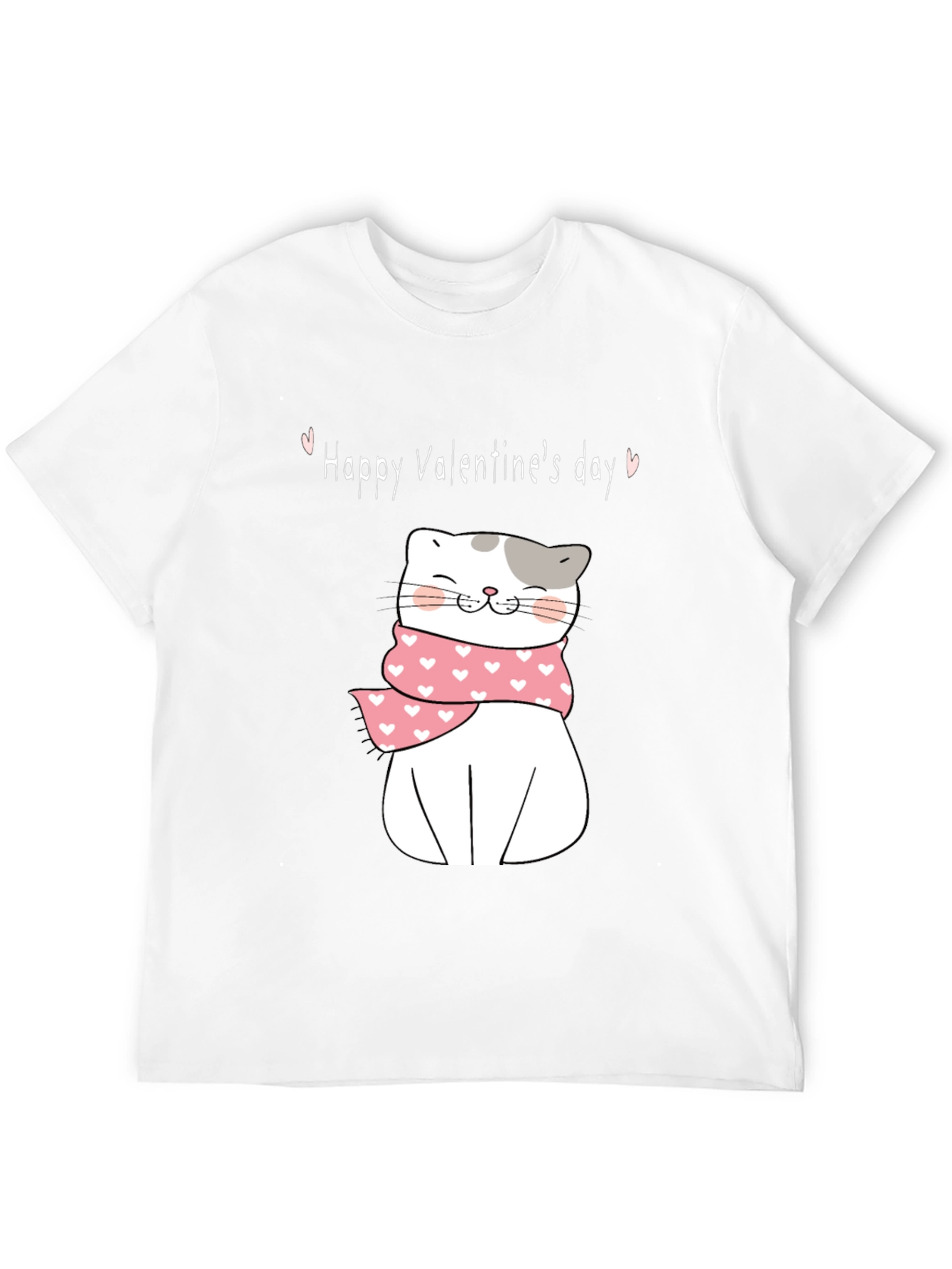 Valentines Day Cat T-Shirt - Cute Kitten with Scarf