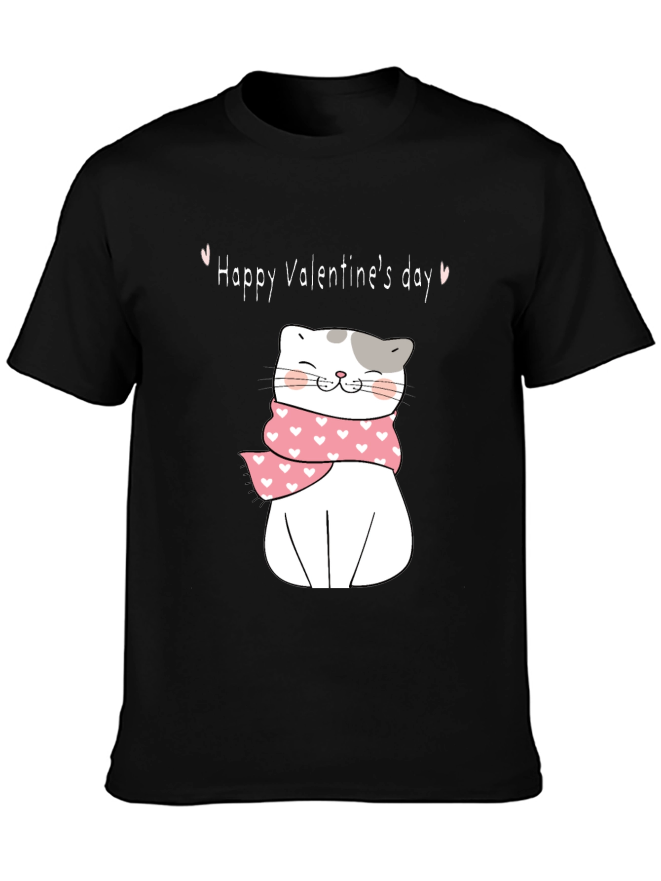Valentines Day Cat T-Shirt - Cute Kitten with Scarf