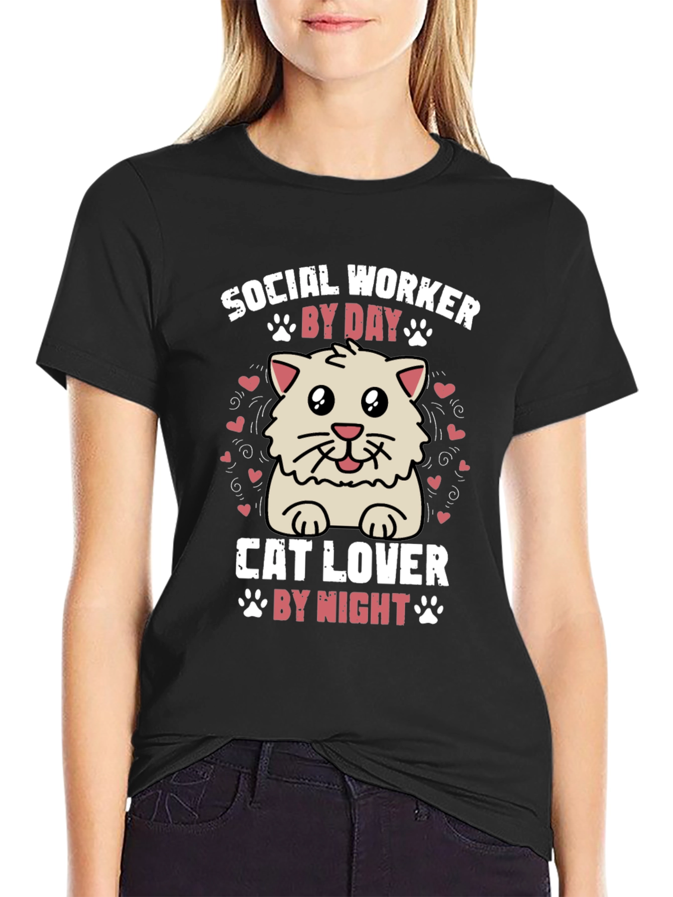 Social Worker Cat Lover Graphic Tee