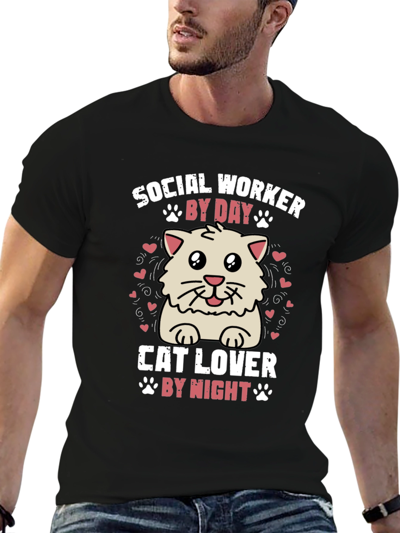 Social Worker Cat Lover Graphic Tee
