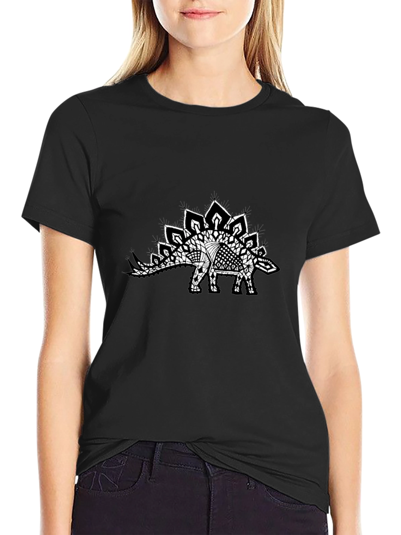 Abstract Stegosaurus Black T-Shirt
