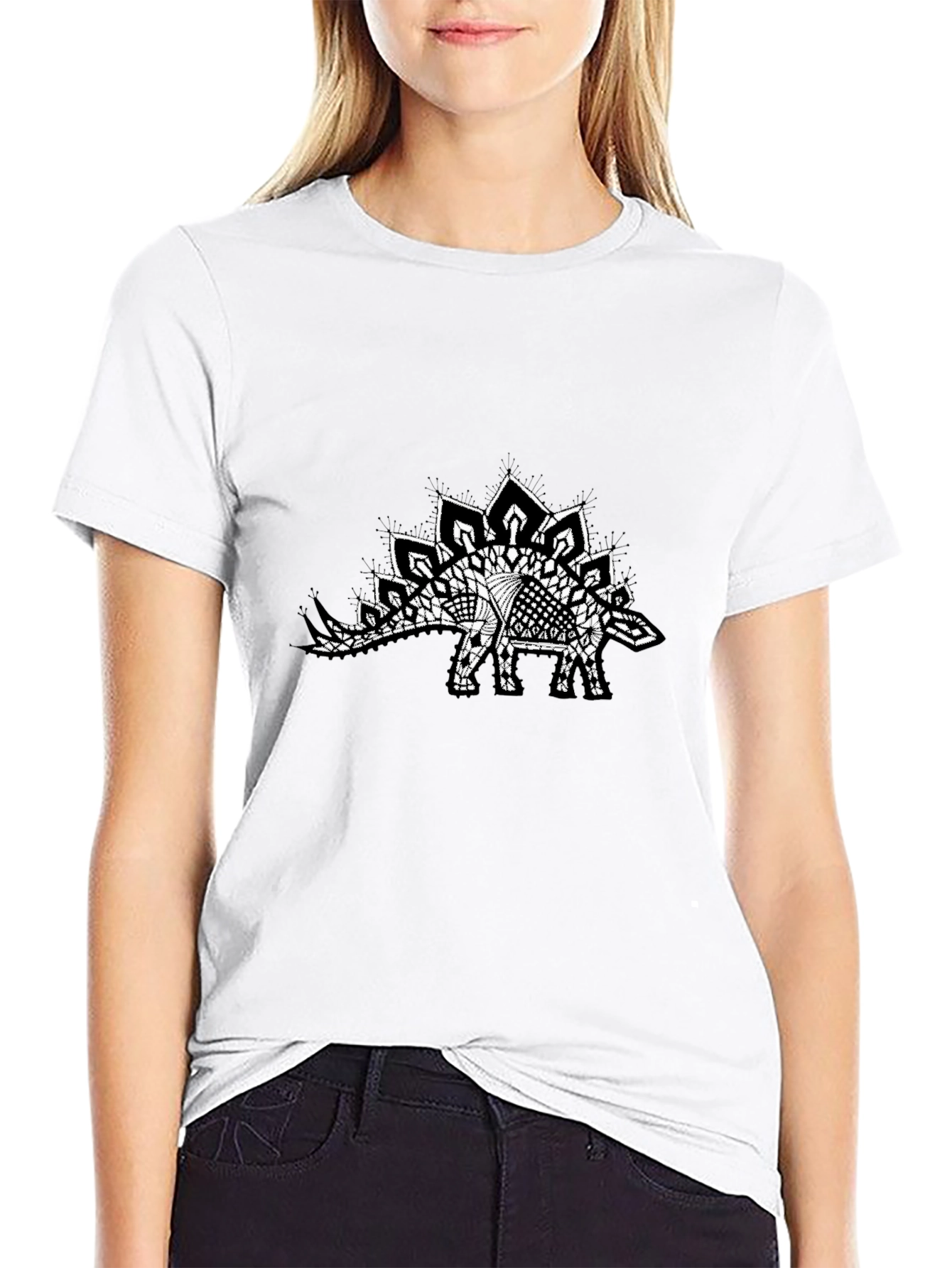 Abstract Stegosaurus Black T-Shirt