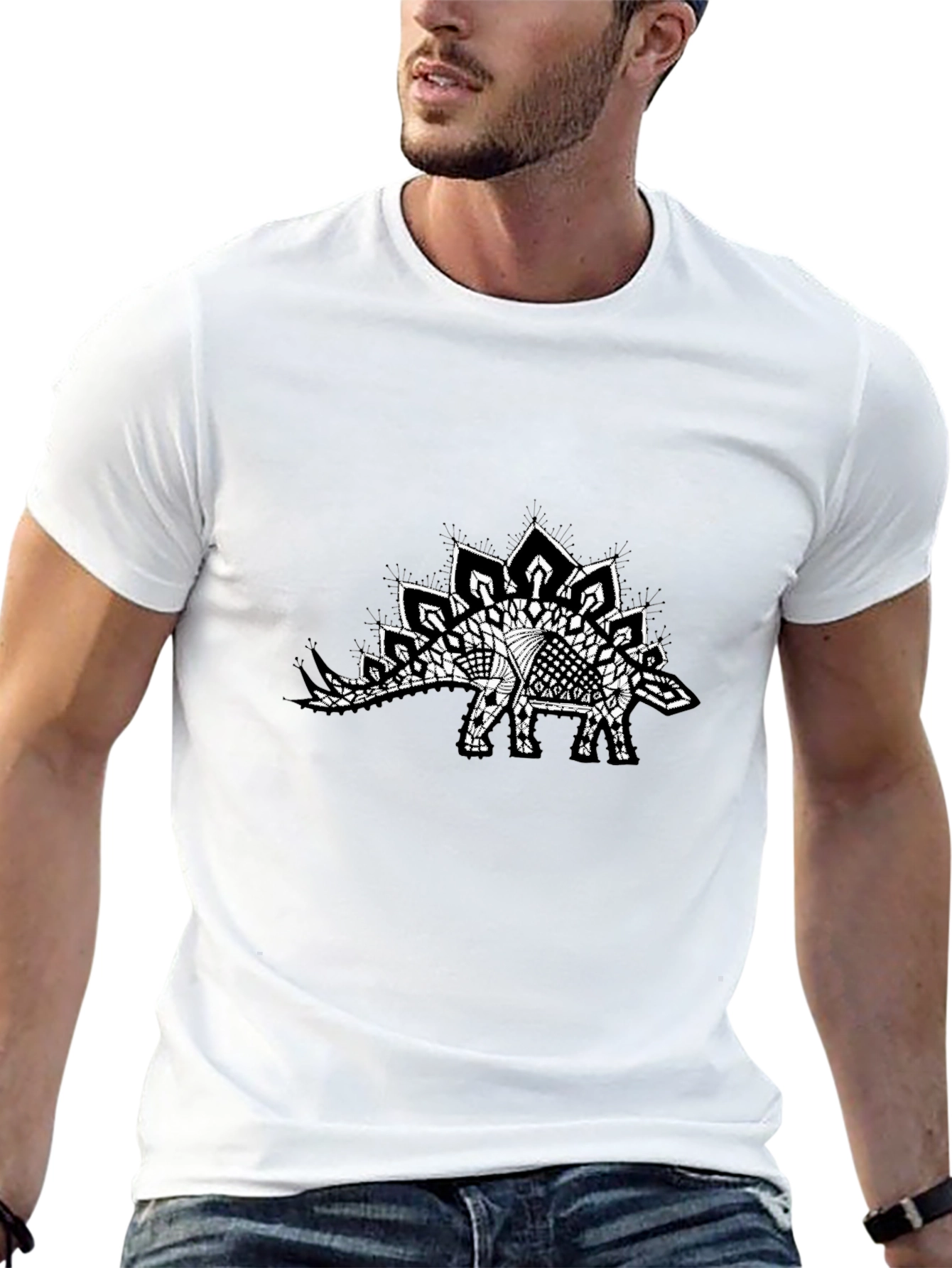 Abstract Stegosaurus Black T-Shirt
