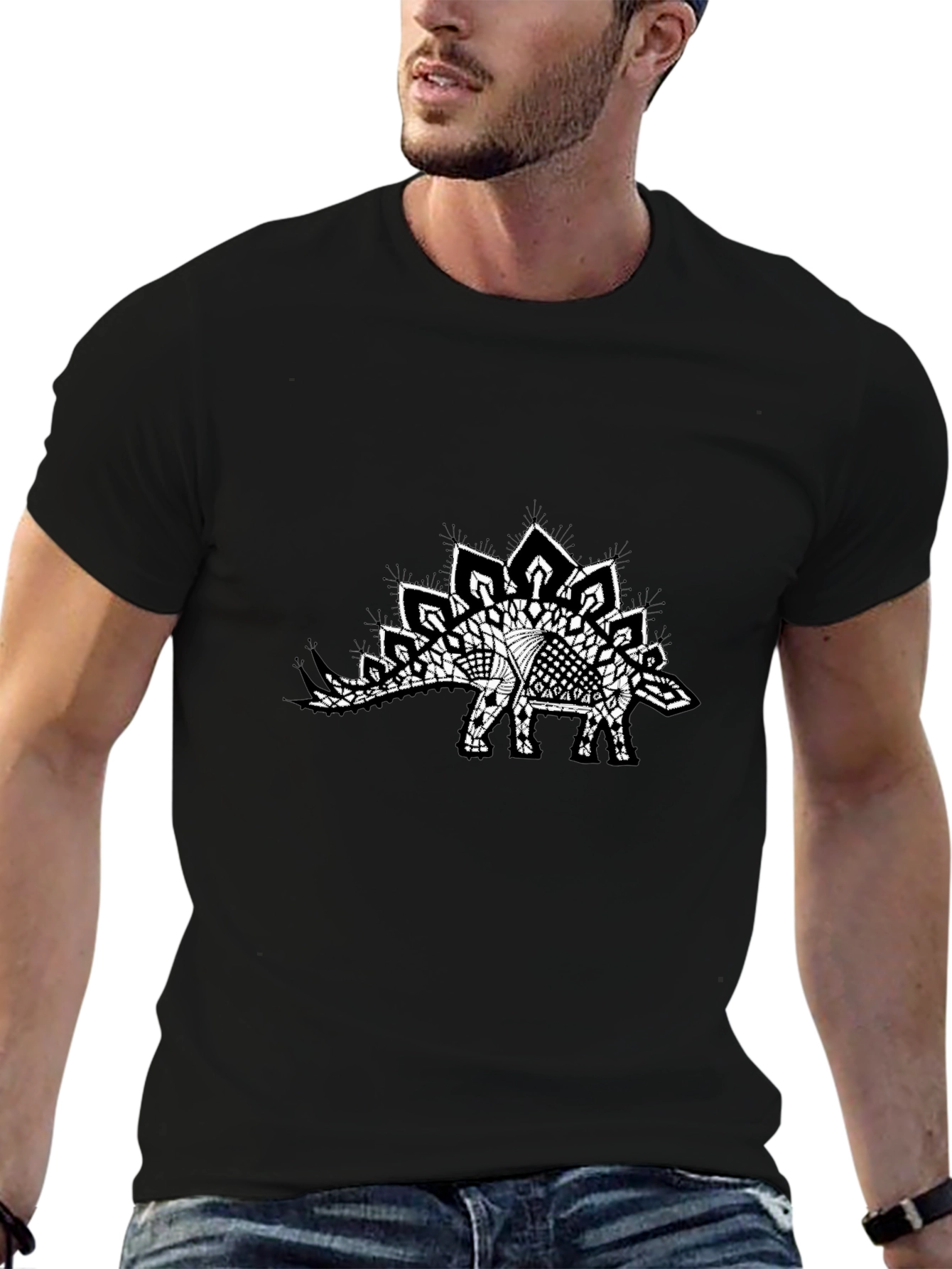 Abstract Stegosaurus Black T-Shirt