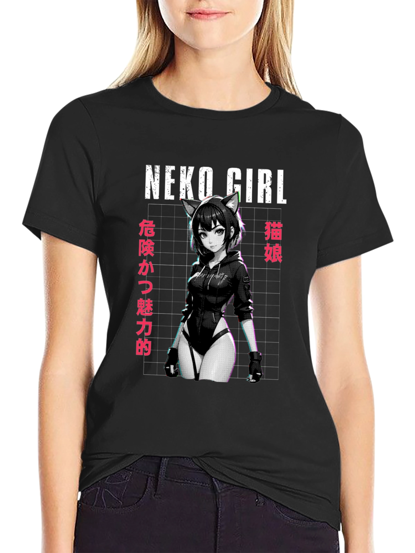 Neko Girl Anime Graphic T-Shirt