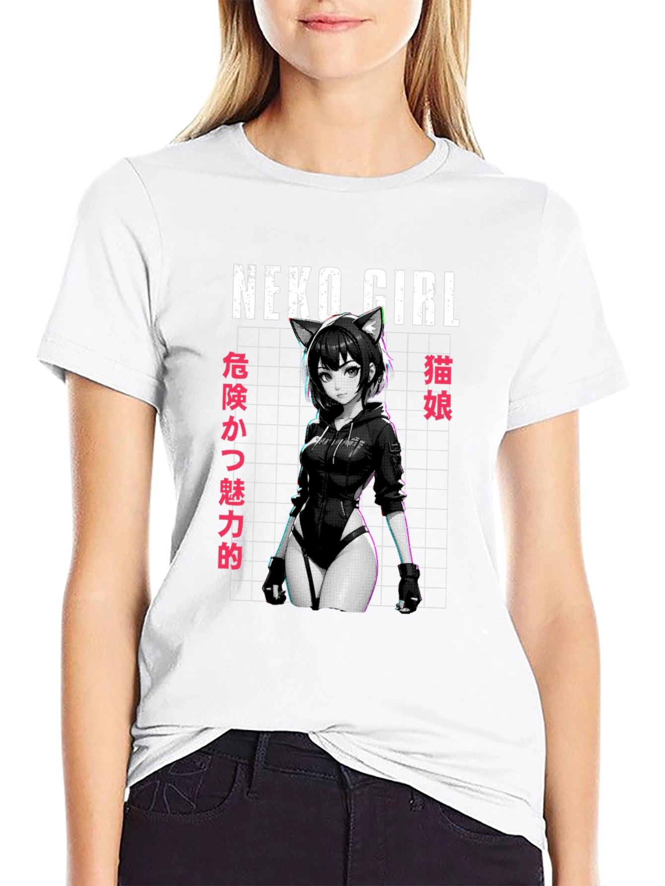 Neko Girl Anime Graphic T-Shirt