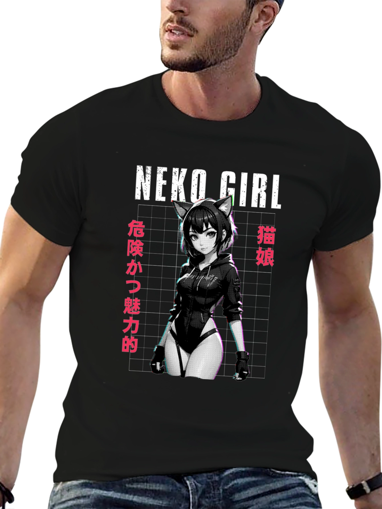 Neko Girl Anime Graphic T-Shirt