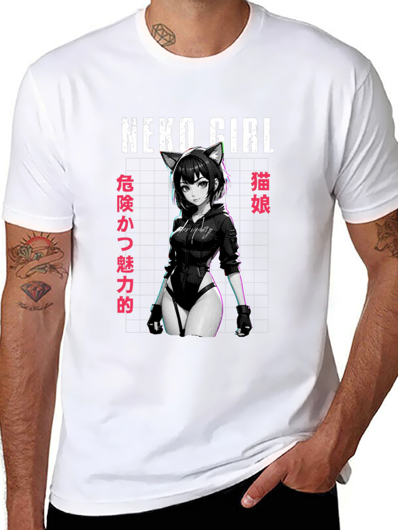 Neko Girl Anime Graphic T-Shirt