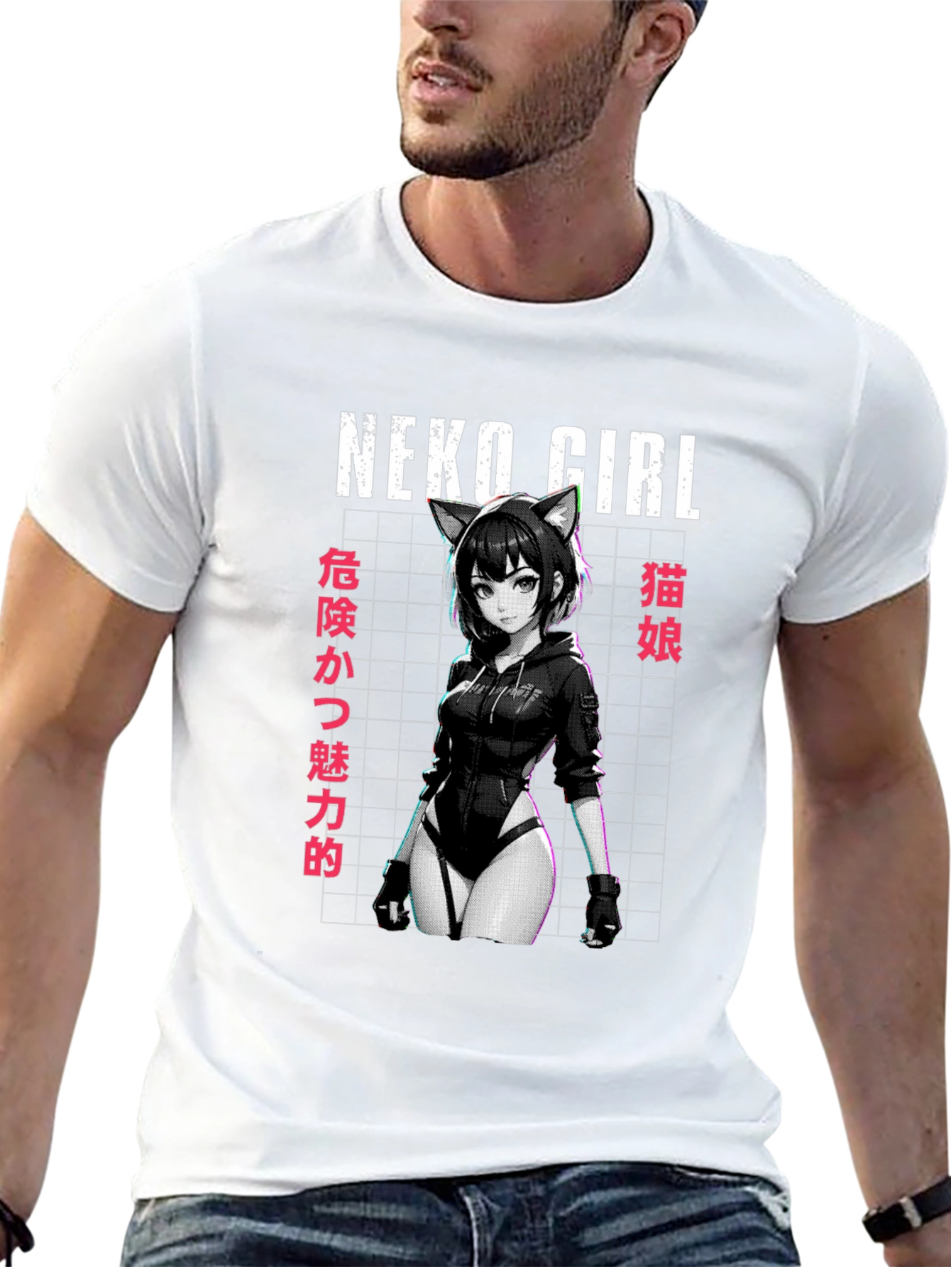 Neko Girl Anime Graphic T-Shirt
