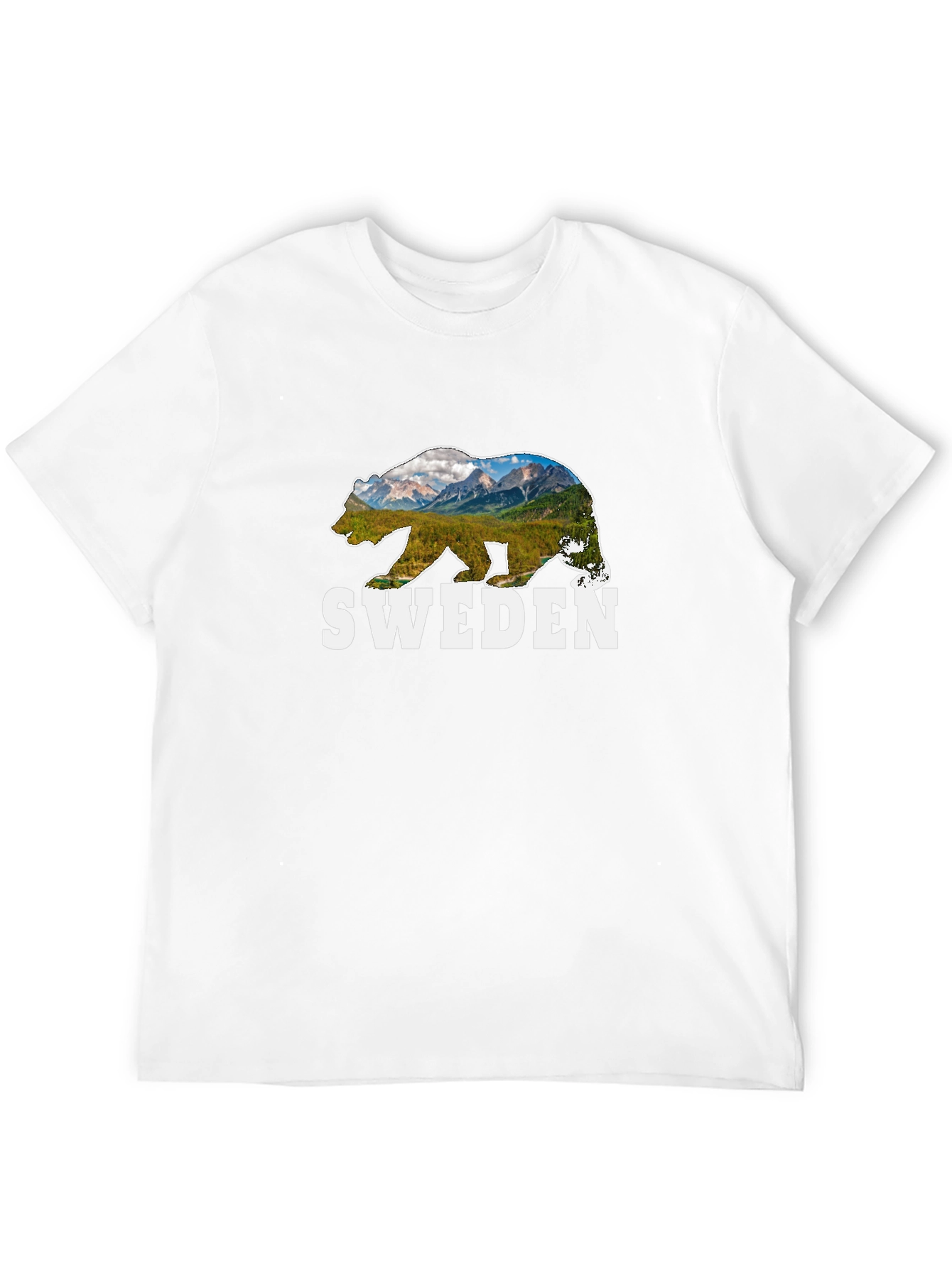 Sweden Bear Graphic T-Shirt - Mountain Landscape