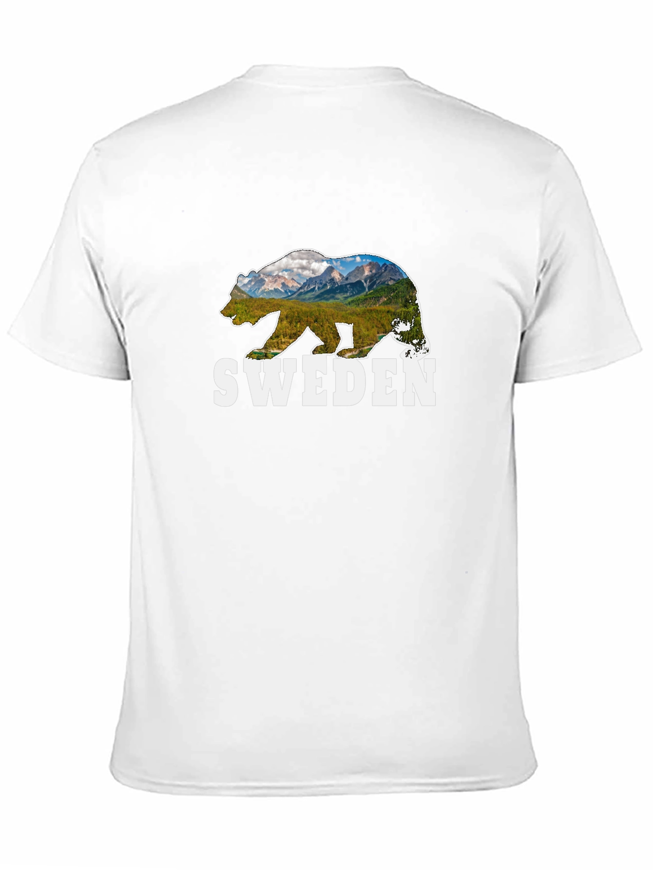 Sweden Bear Graphic T-Shirt - Mountain Landscape