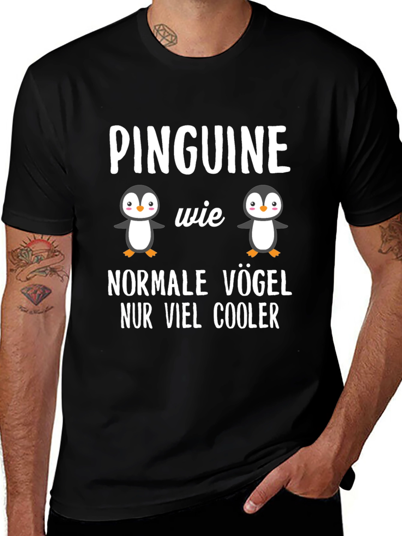 Cool Penguin Graphic Tee - German Slogan T-Shirt
