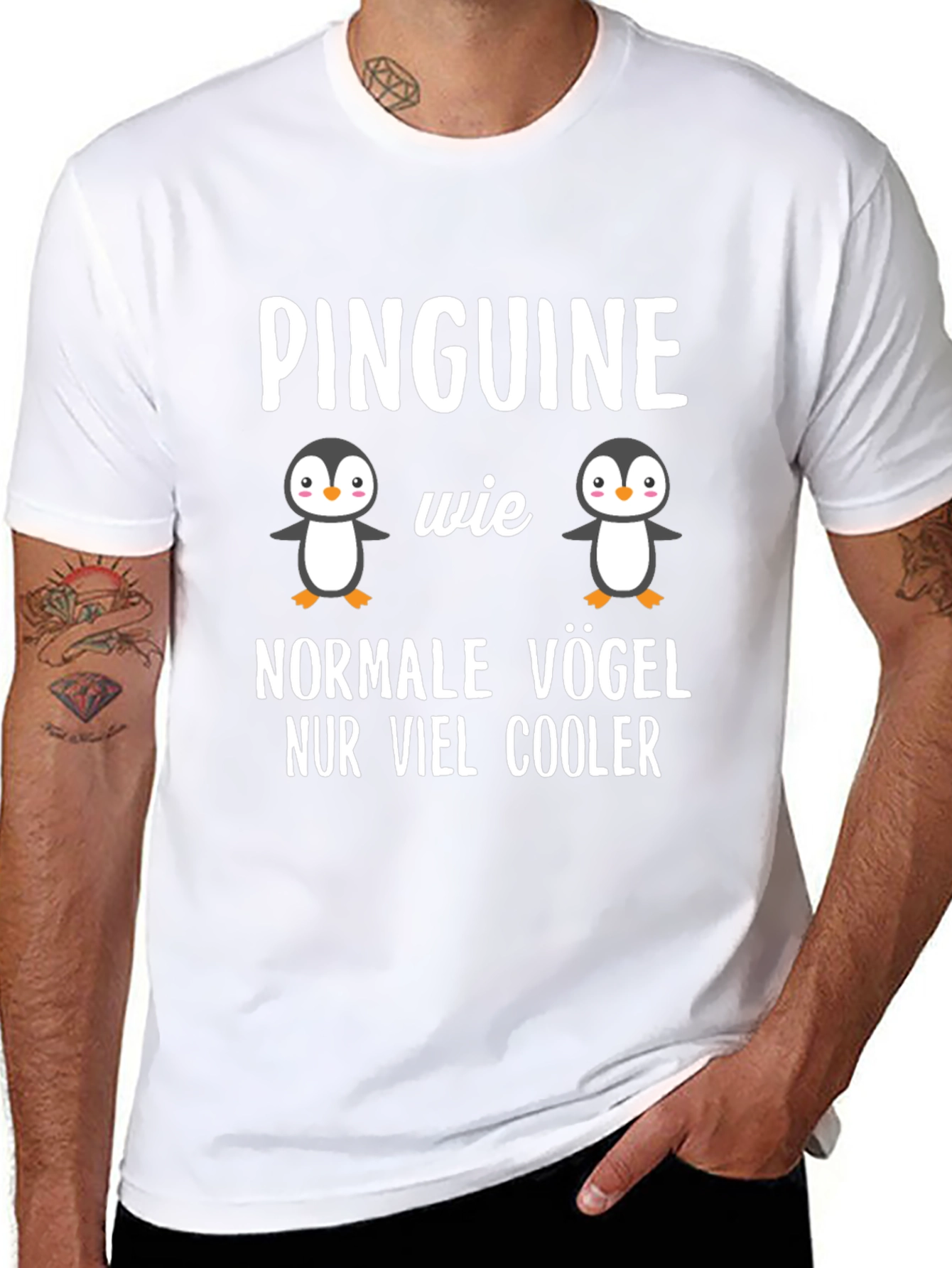 Cool Penguin Graphic Tee - German Slogan T-Shirt