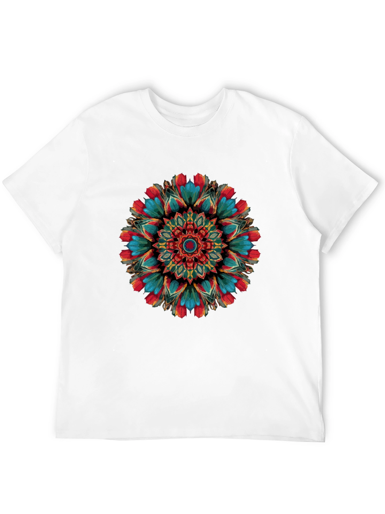 Vibrant Mandala Graphic Print Black T-Shirt
