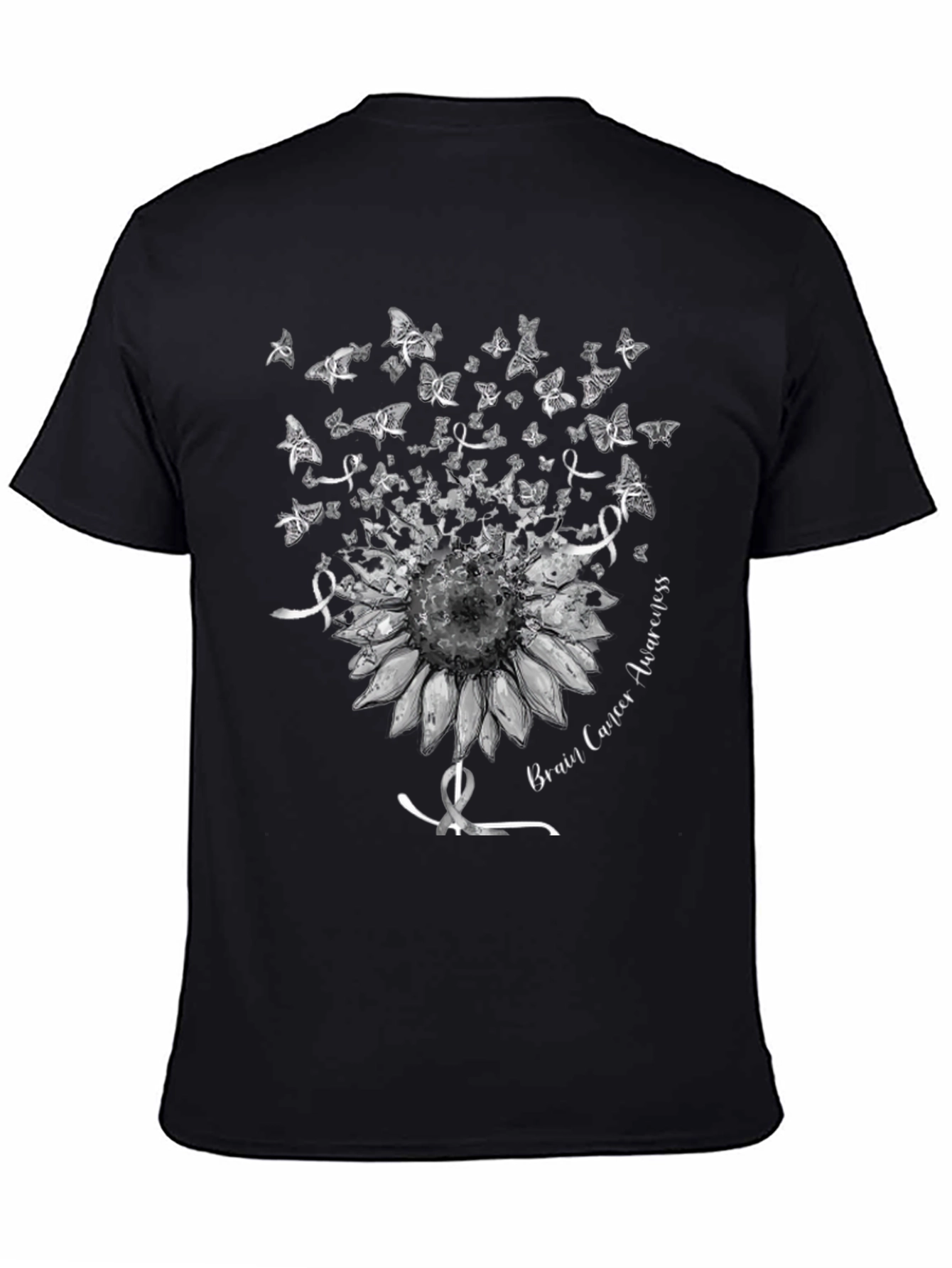 Brain Cancer Awareness Sunflower Butterfly T-Shirt
