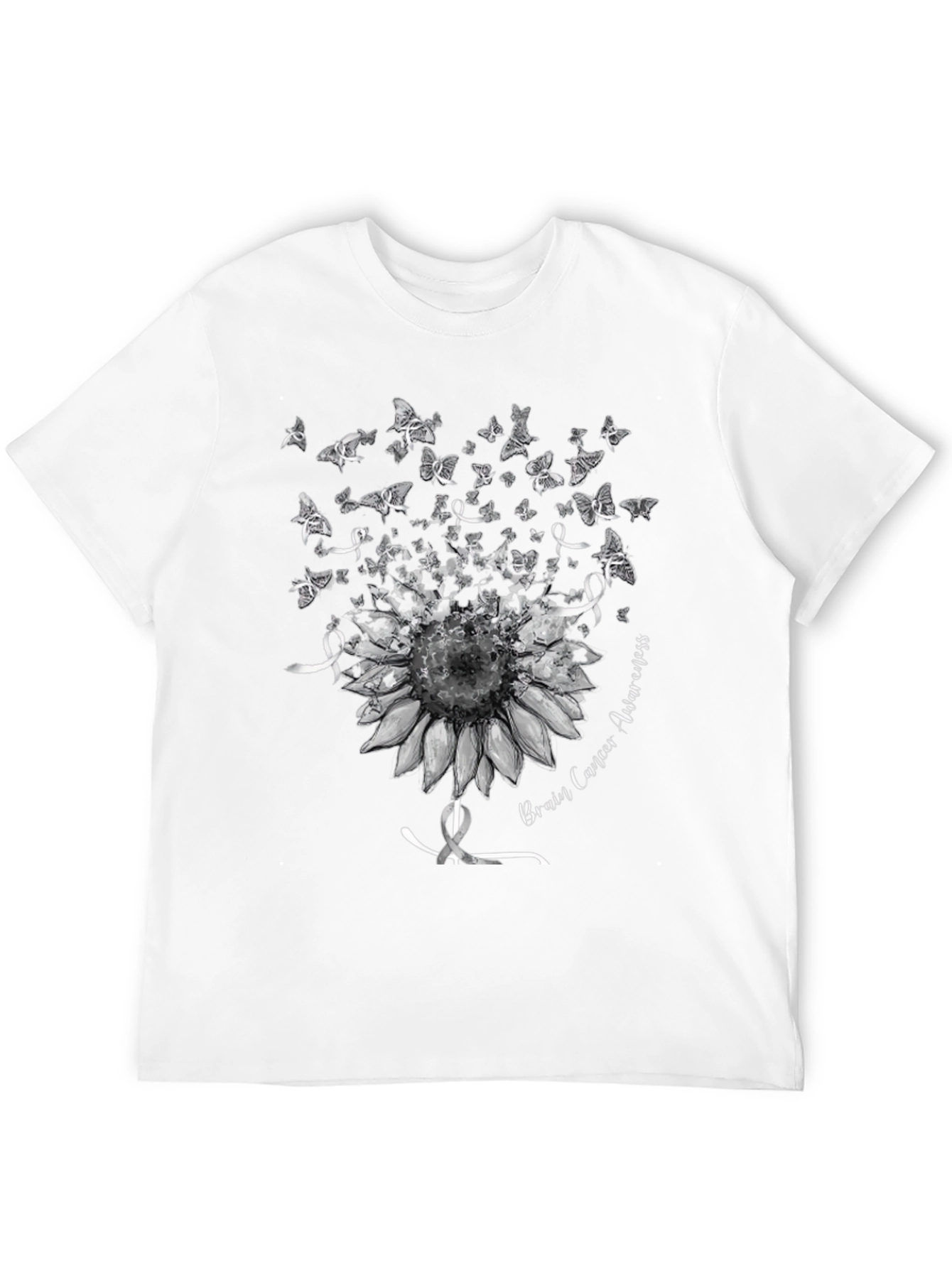 Brain Cancer Awareness Sunflower Butterfly T-Shirt