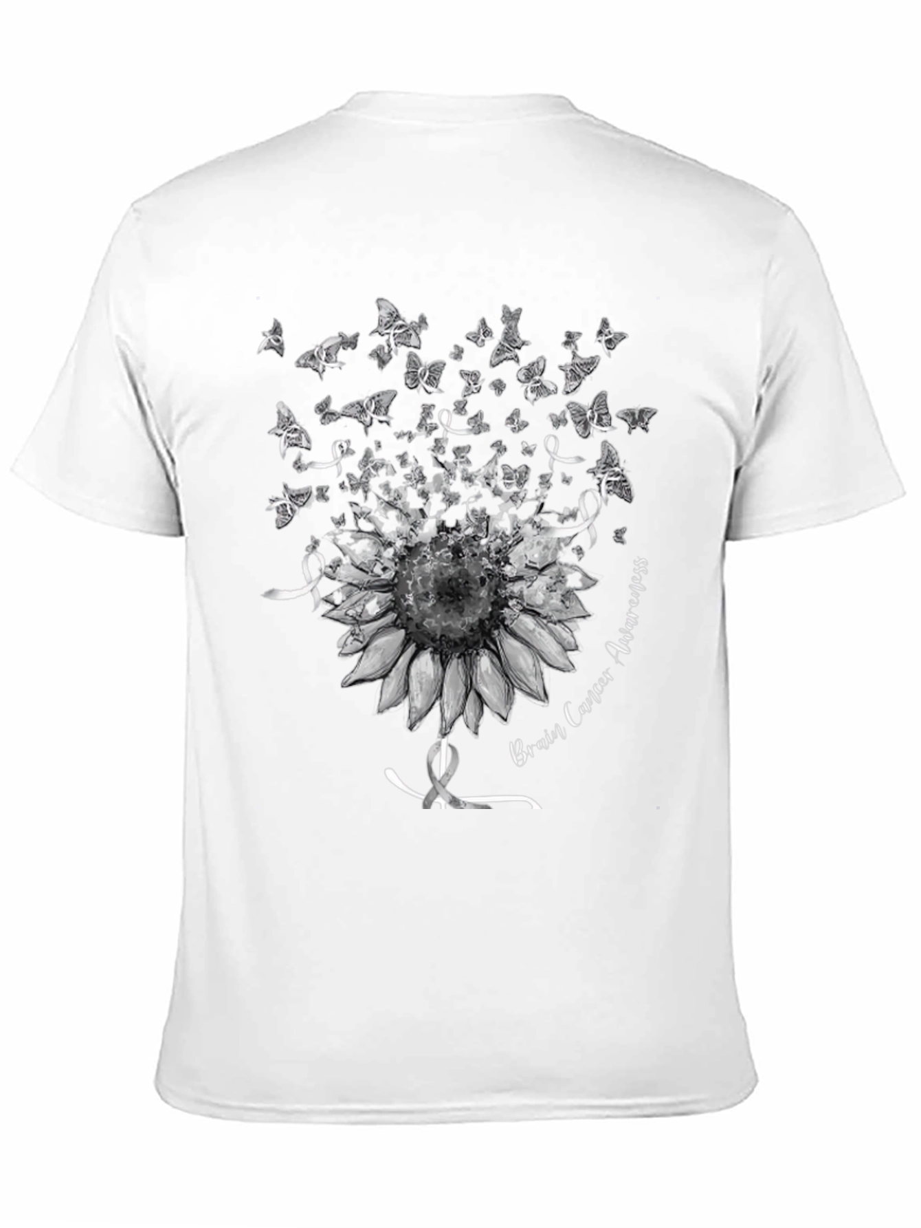 Brain Cancer Awareness Sunflower Butterfly T-Shirt