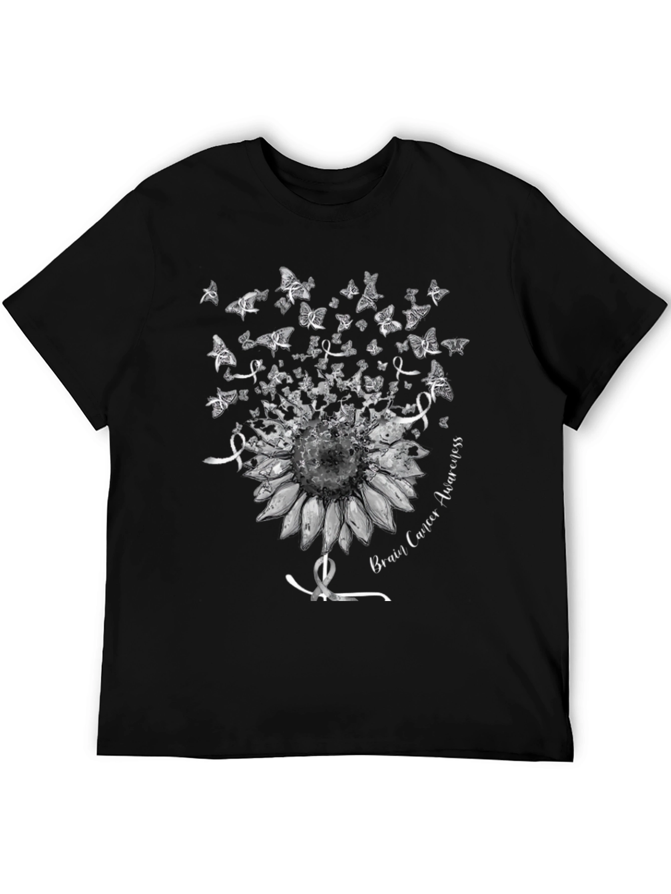 Brain Cancer Awareness Sunflower Butterfly T-Shirt