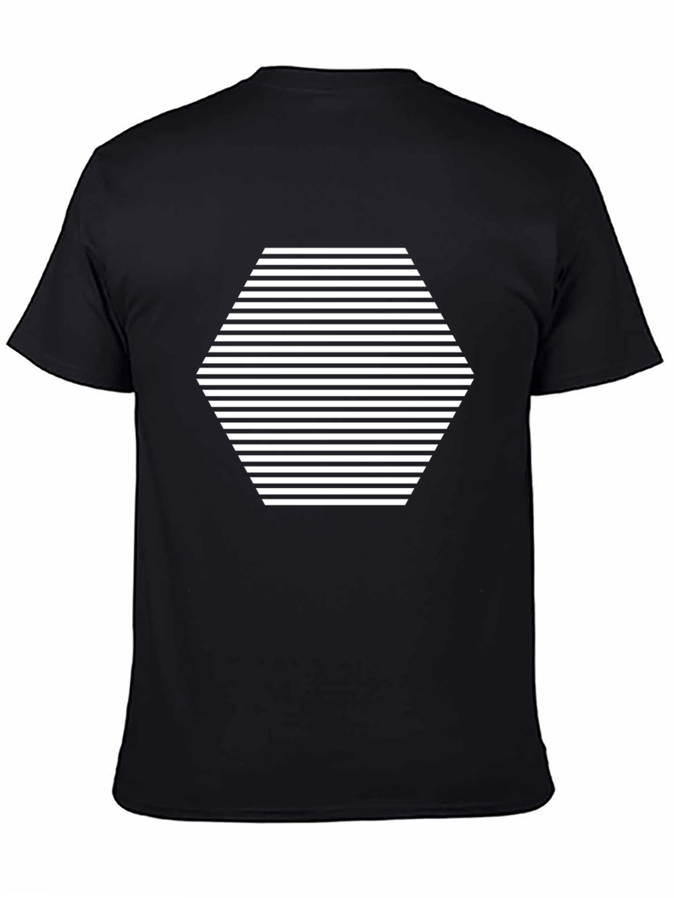 Abstract Hexagon Stripe Graphic Tee - Black