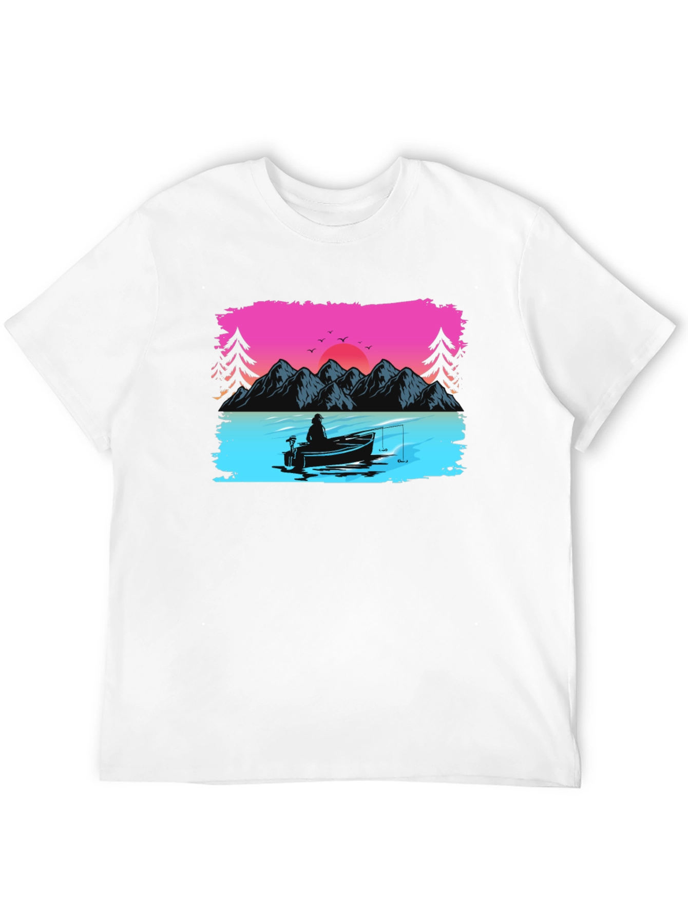 Fishing Sunset Graphic Tee - Black