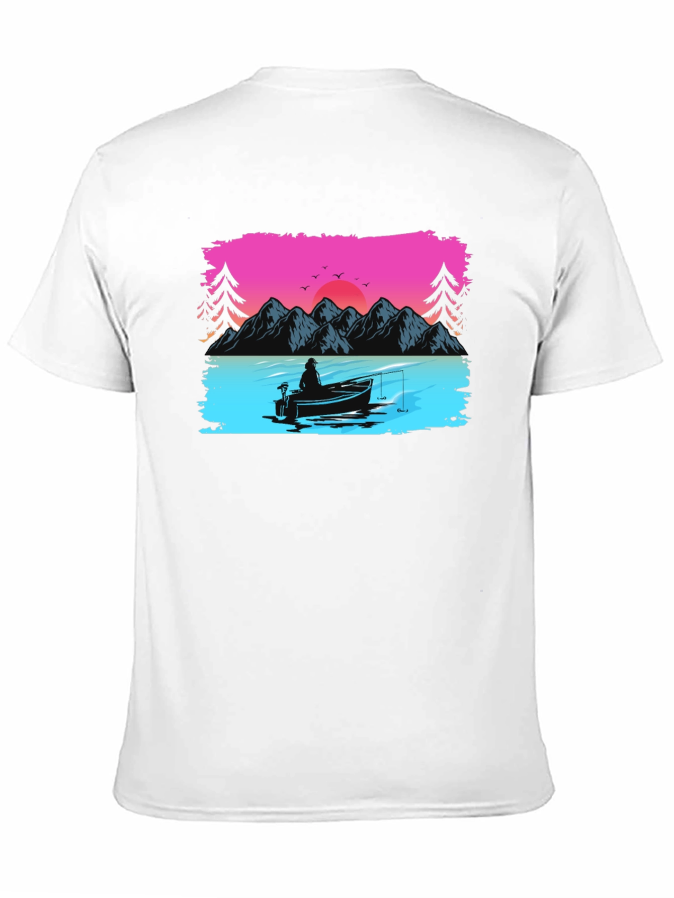Fishing Sunset Graphic Tee - Black