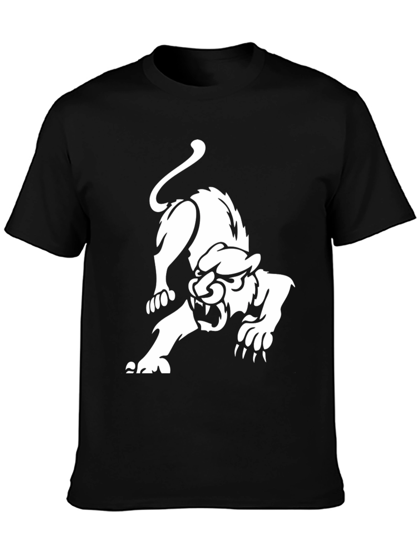 Black T-Shirt with White Panther Graphic