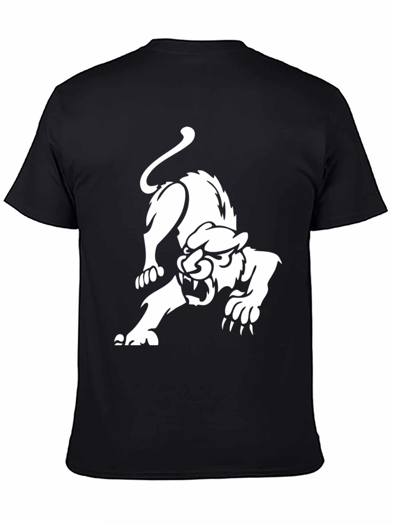 Black T-Shirt with White Panther Graphic
