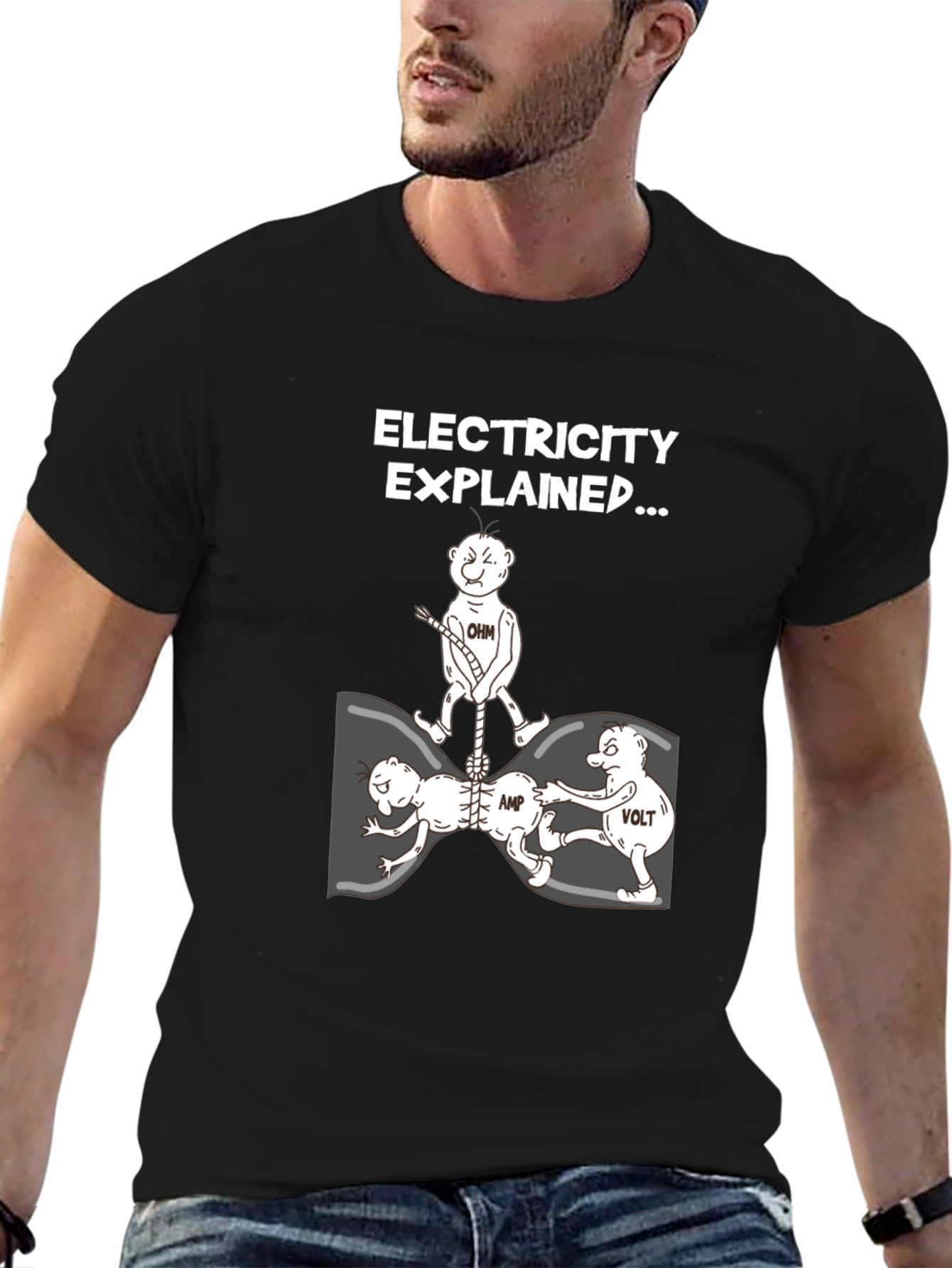 Electricity Explained Black Graphic Tee