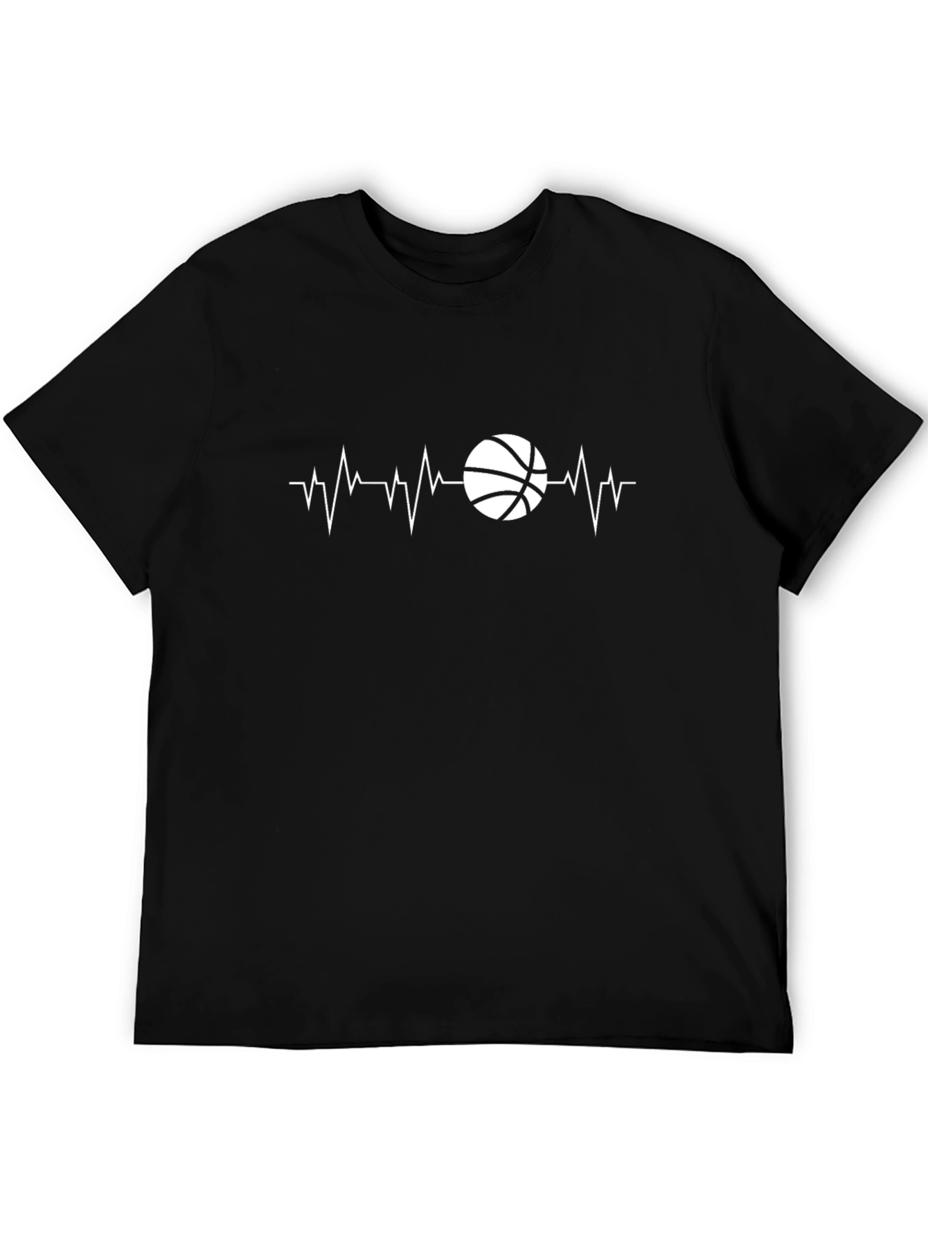Basketball Heartbeat T-Shirt - Black Graphic Tee