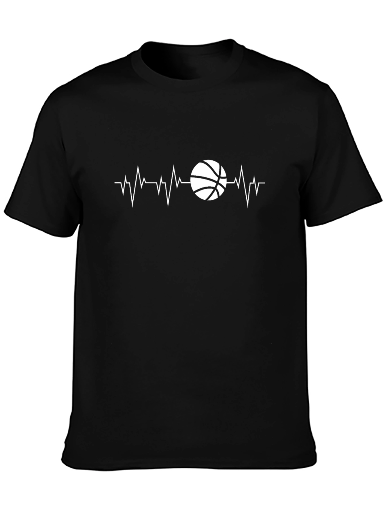 Basketball Heartbeat T-Shirt - Black Graphic Tee