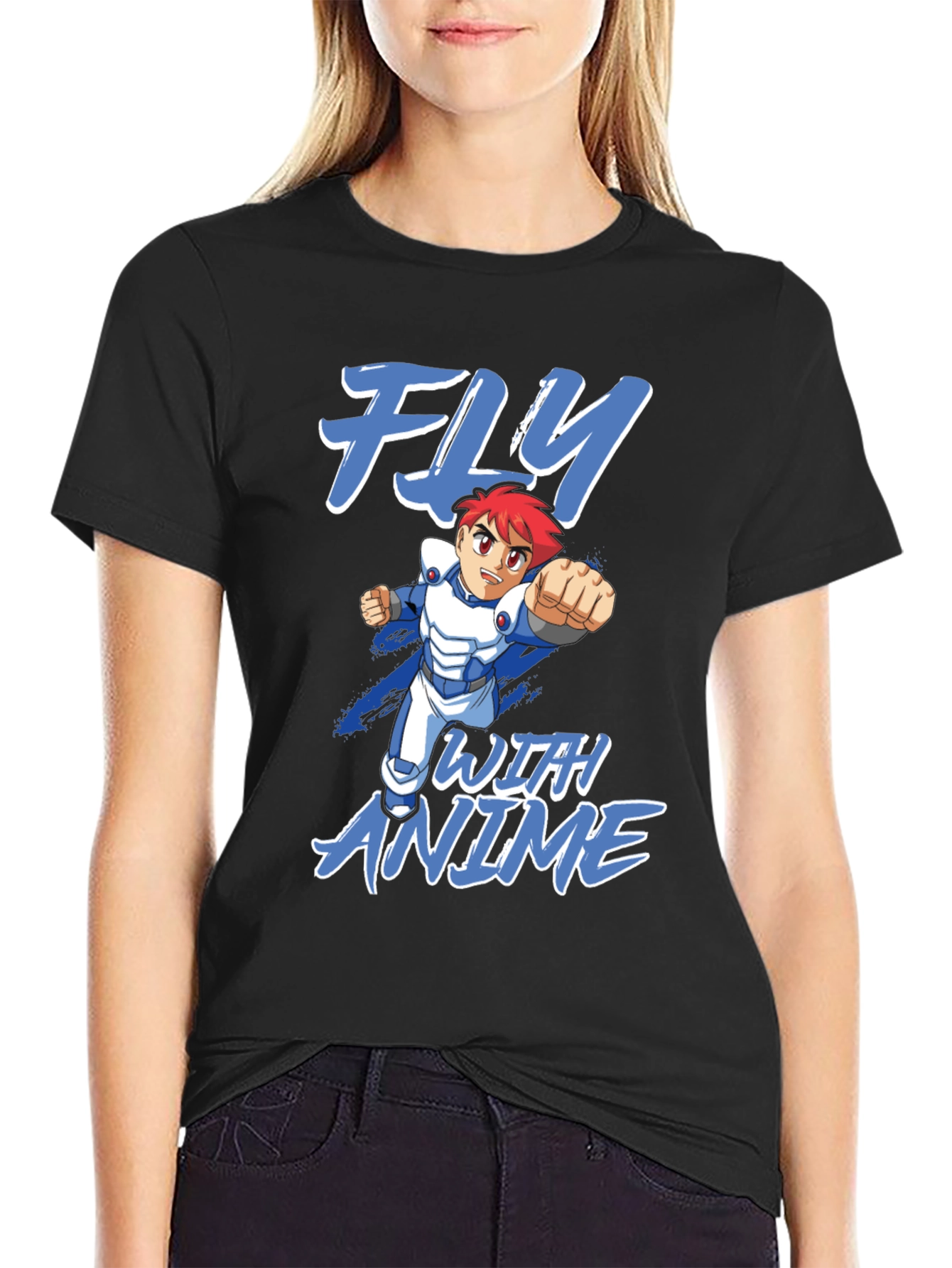 Fly With Anime Graphic T-Shirt