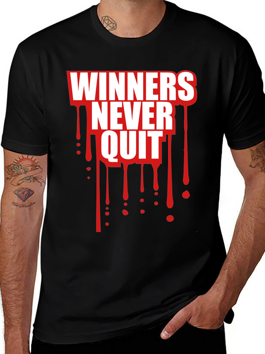 Winners Never Quit Black Graphic Tee