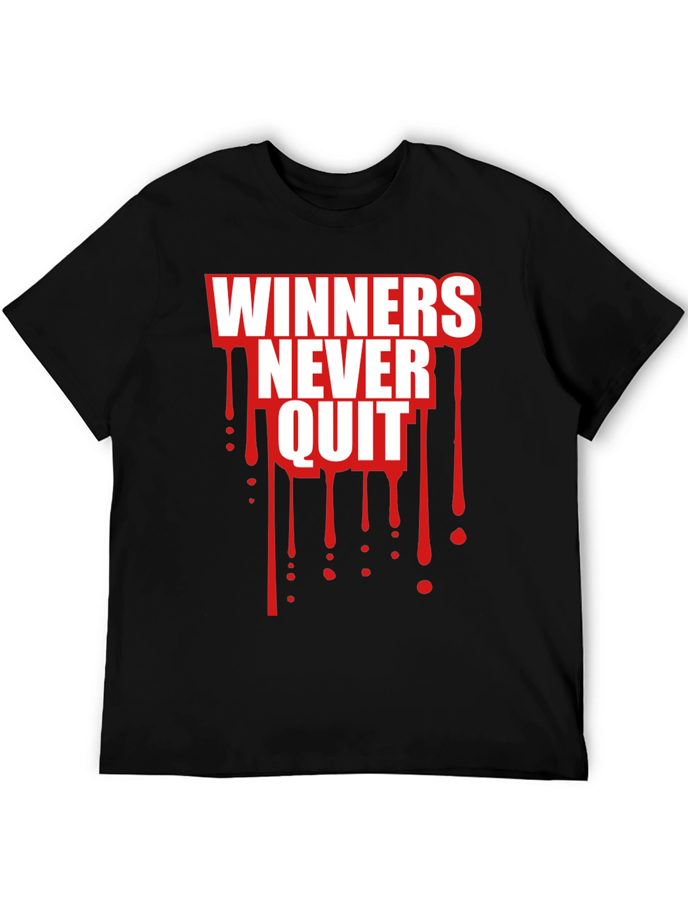 Winners Never Quit Black Graphic Tee
