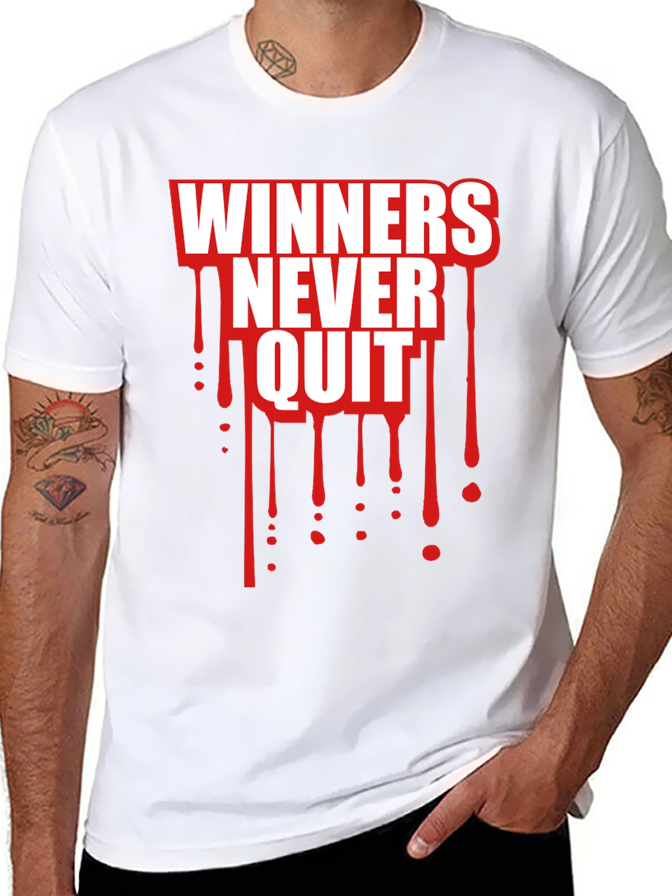 Winners Never Quit Black Graphic Tee