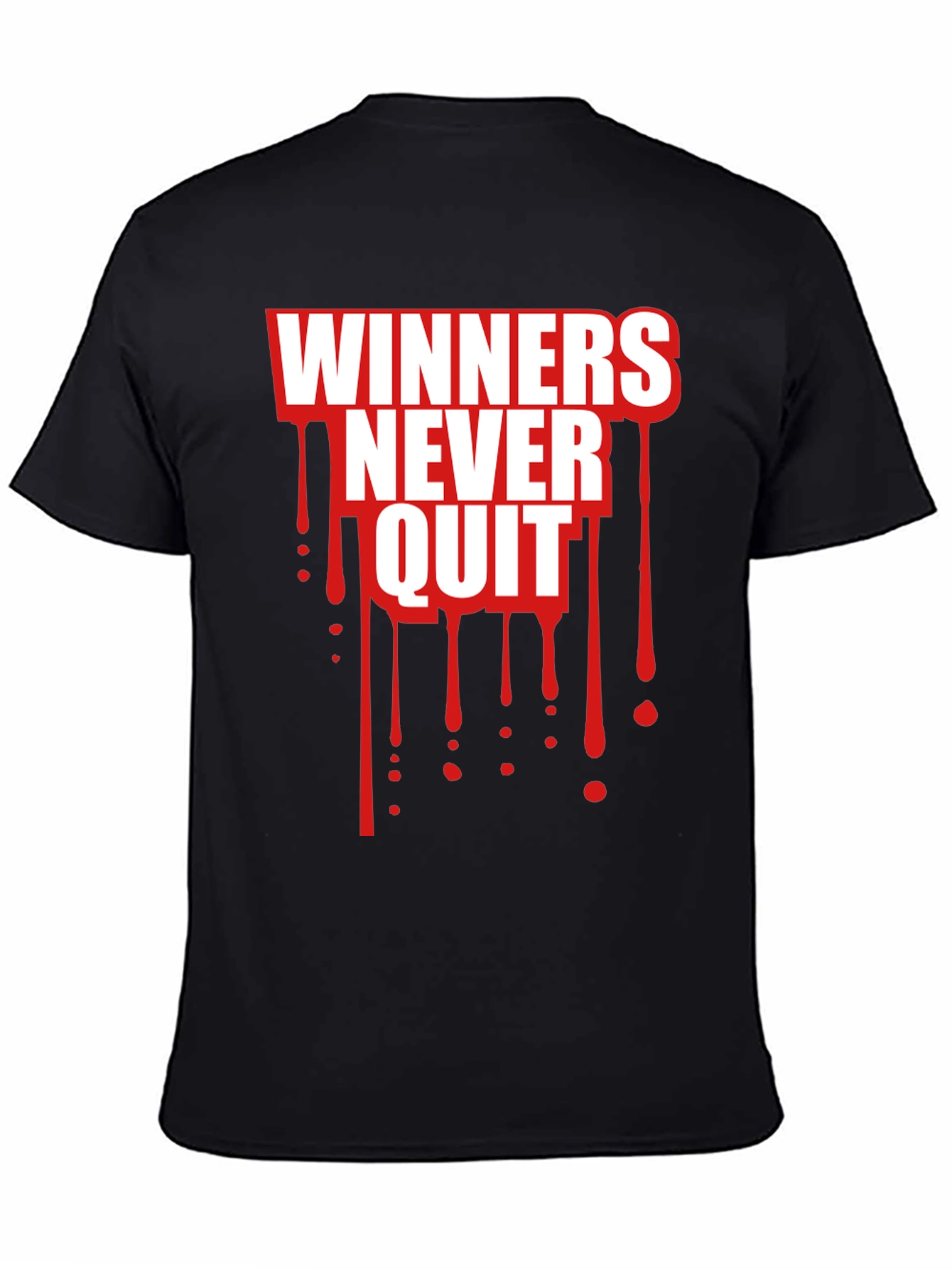 Winners Never Quit Black Graphic Tee