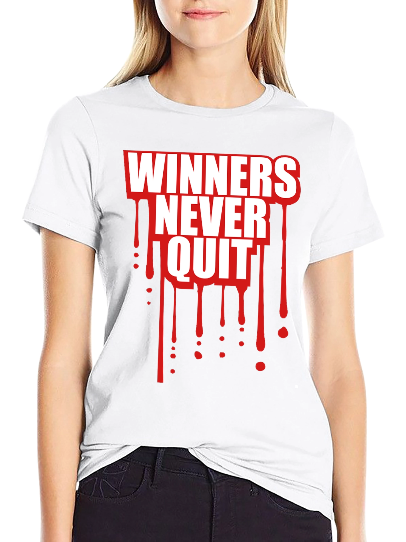 Winners Never Quit Black Graphic Tee