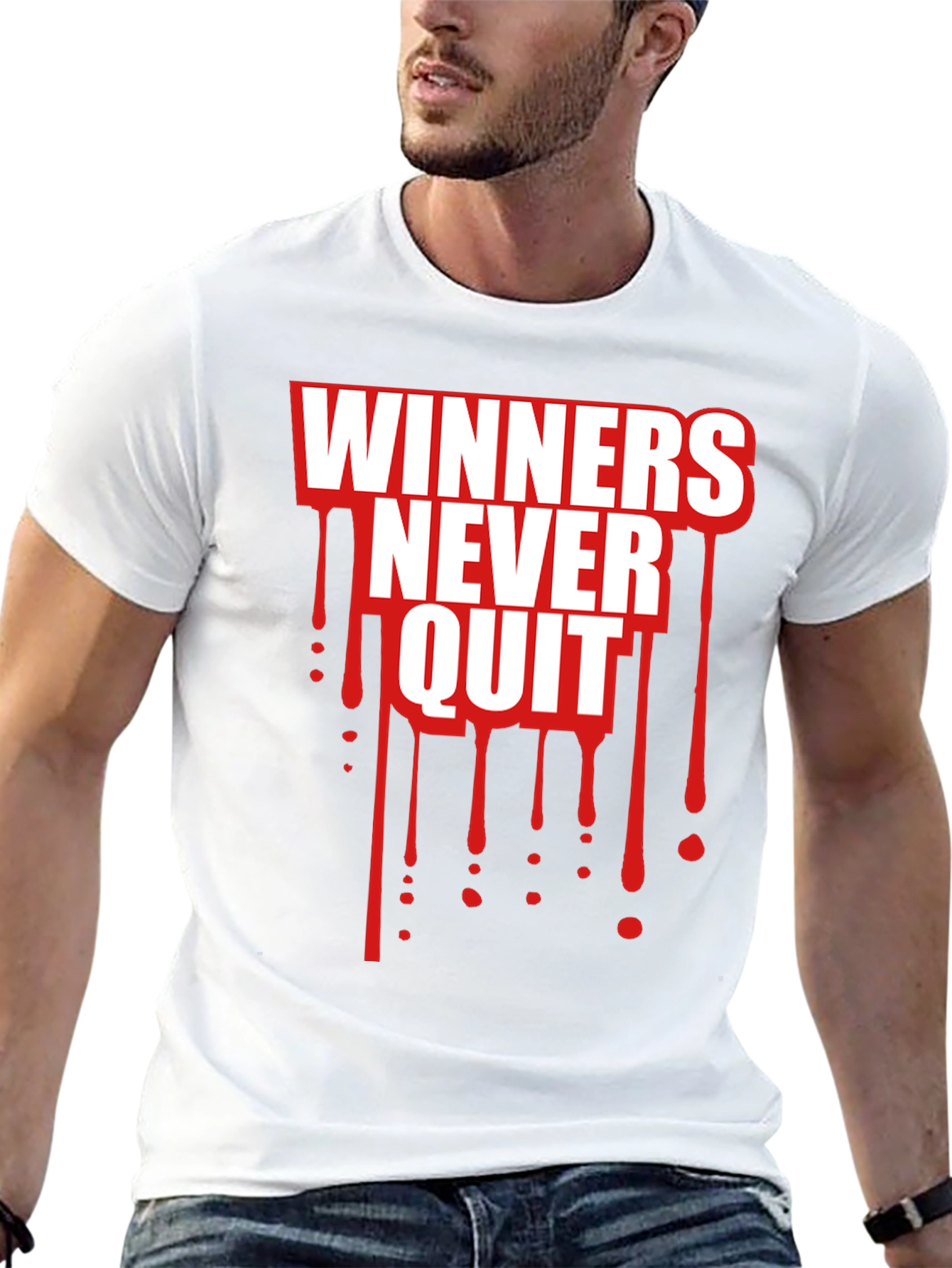 Winners Never Quit Black Graphic Tee