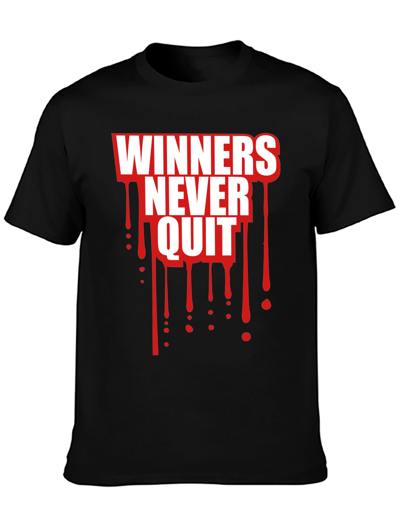 Winners Never Quit Black Graphic Tee