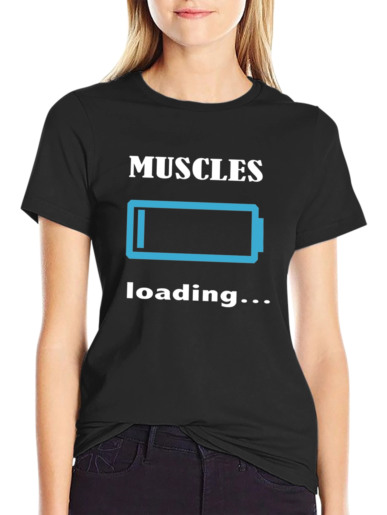 Muscles Loading Graphic Tee - Black Cotton T-Shirt