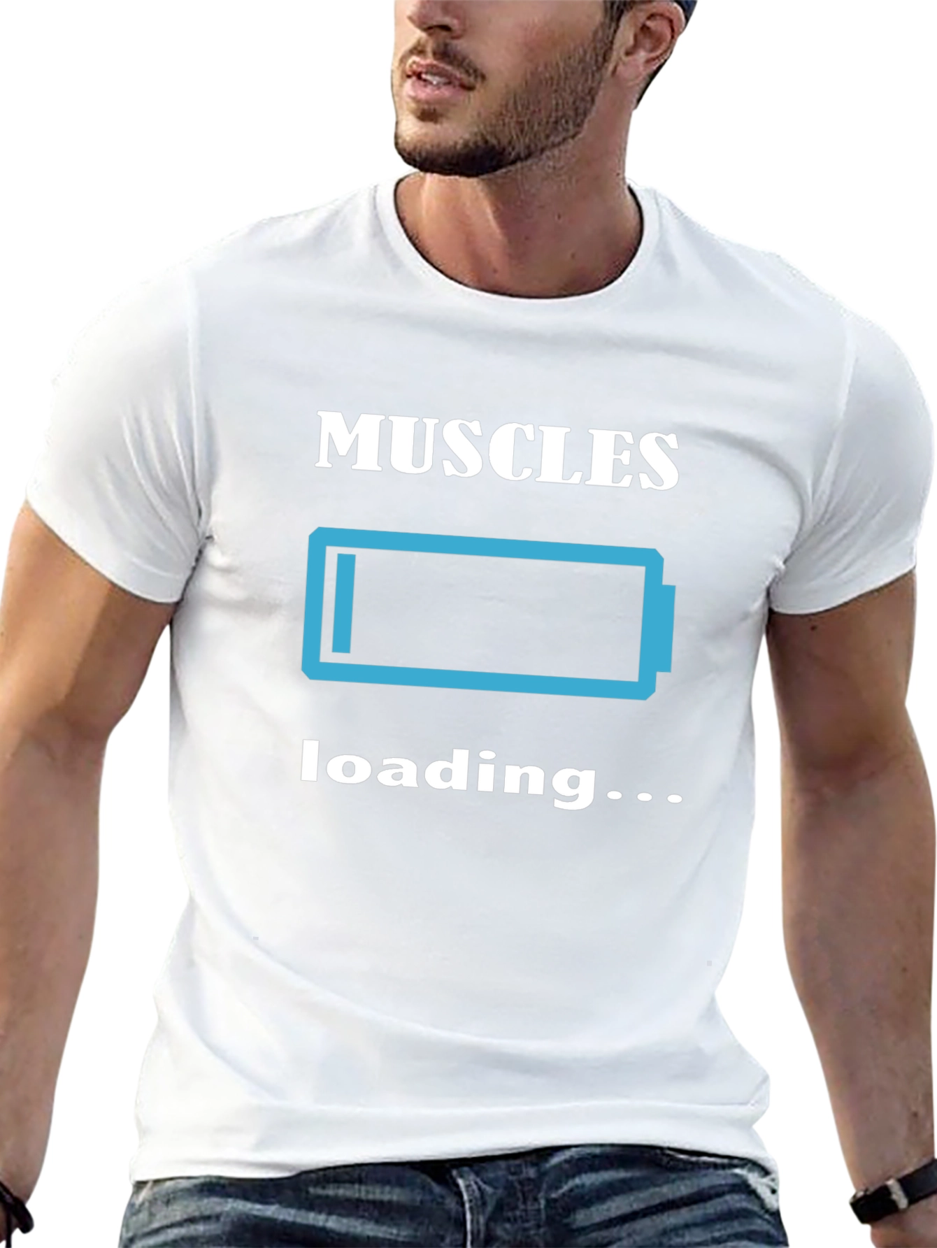 Muscles Loading Graphic Tee - Black Cotton T-Shirt