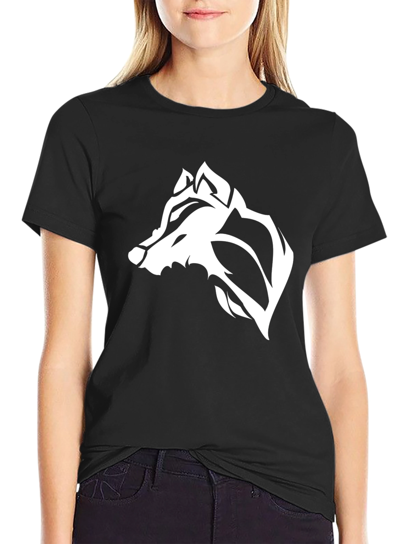 Mens Black Wolf Graphic Tee - Stylish Casual Wear