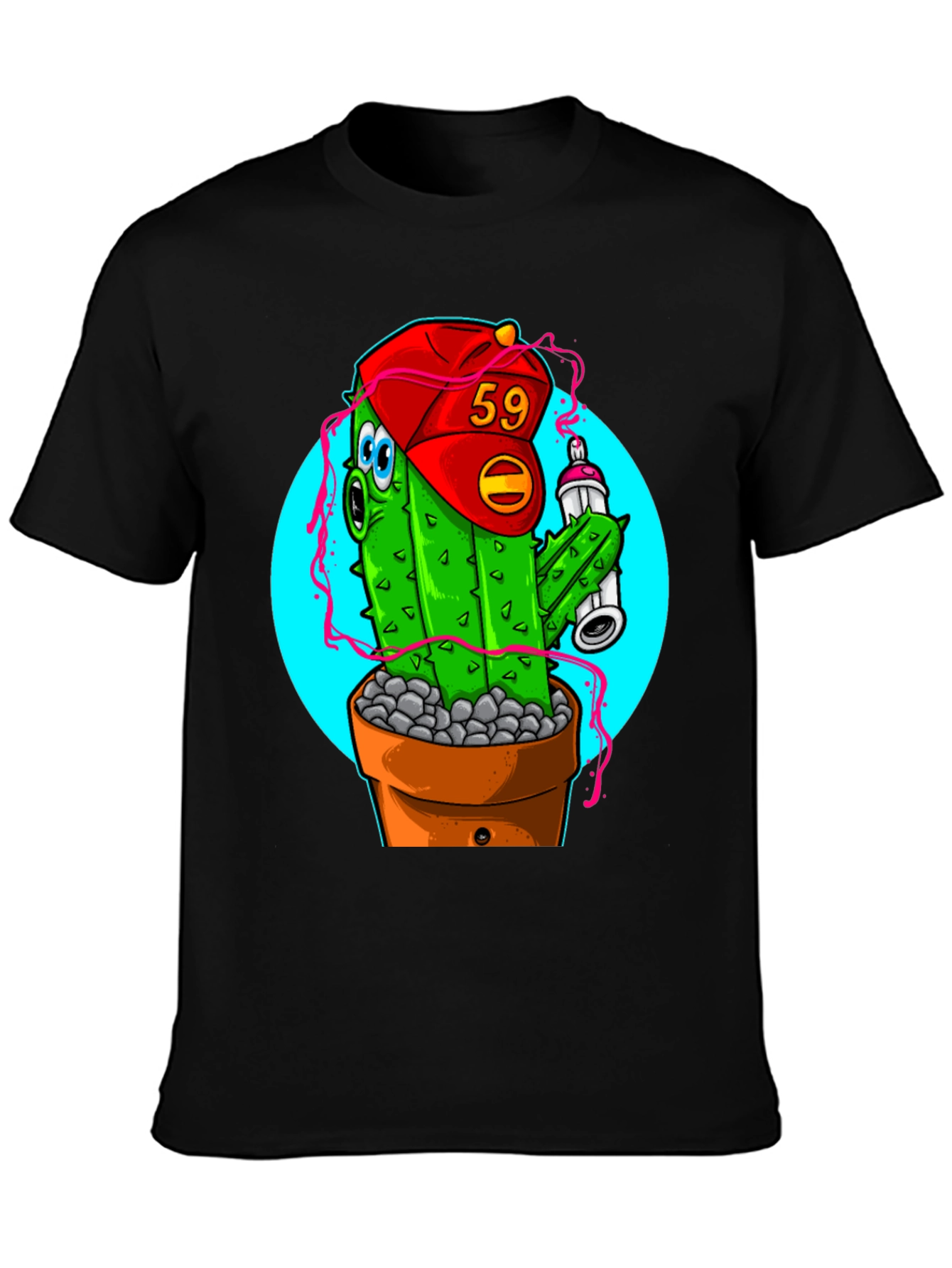 Cactus Graffiti Art T-Shirt - Novelty Graphic Tee