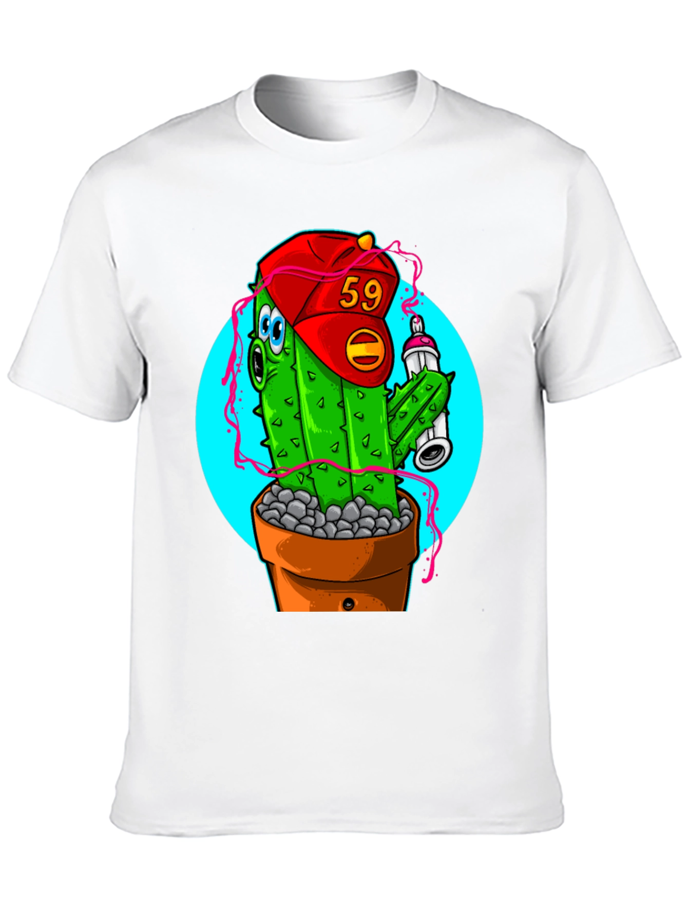 Cactus Graffiti Art T-Shirt - Novelty Graphic Tee