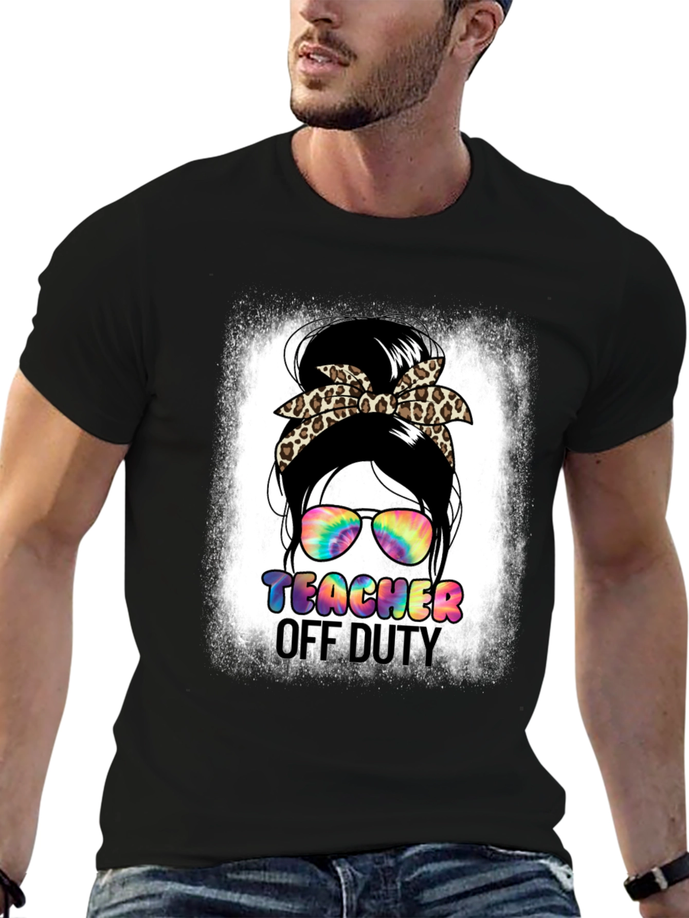 Teacher Off Duty Messy Bun Graphic Tee